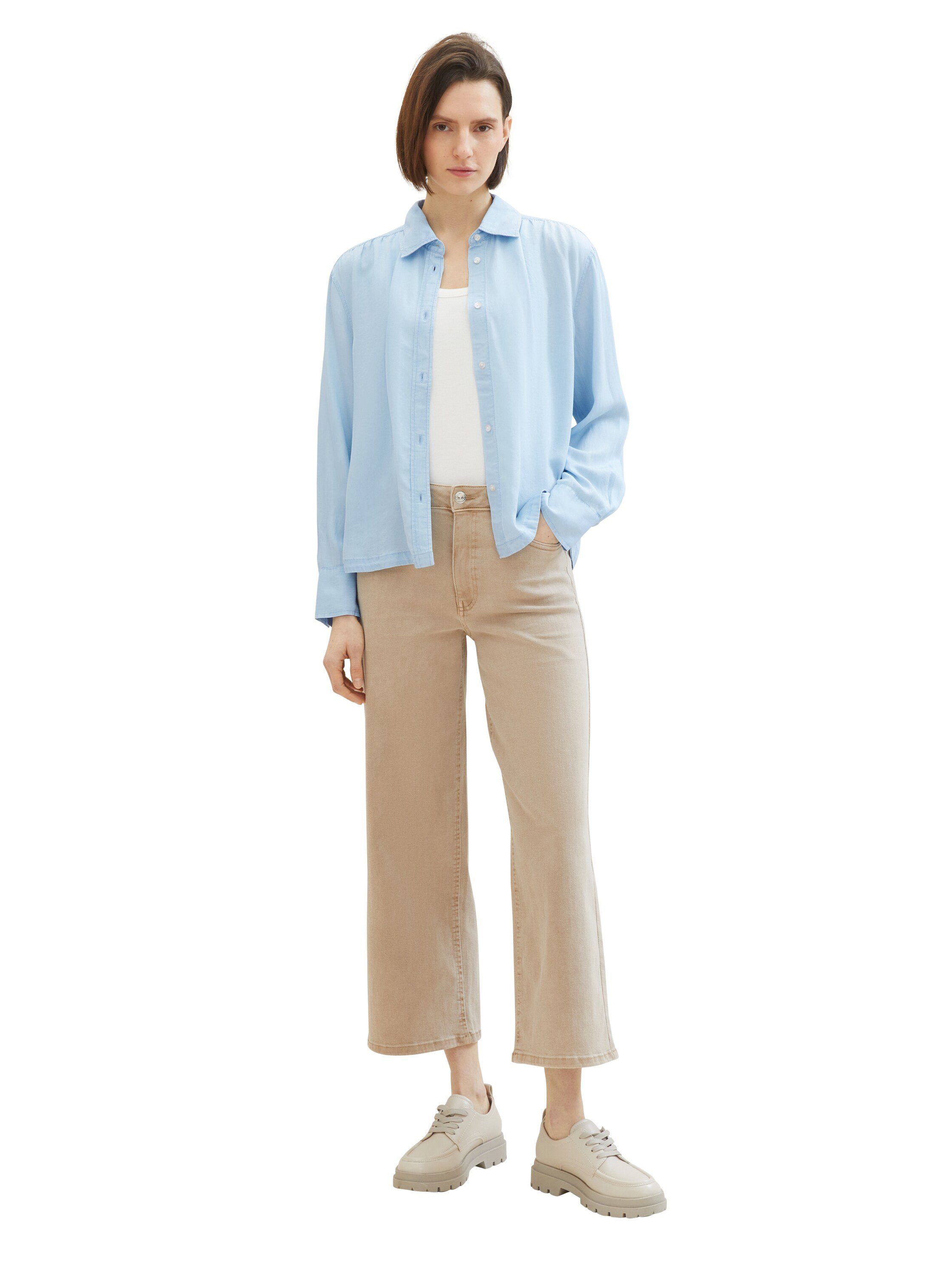 Tom Tailor Blouse met lange mouwen van lyocell in kortere vorm