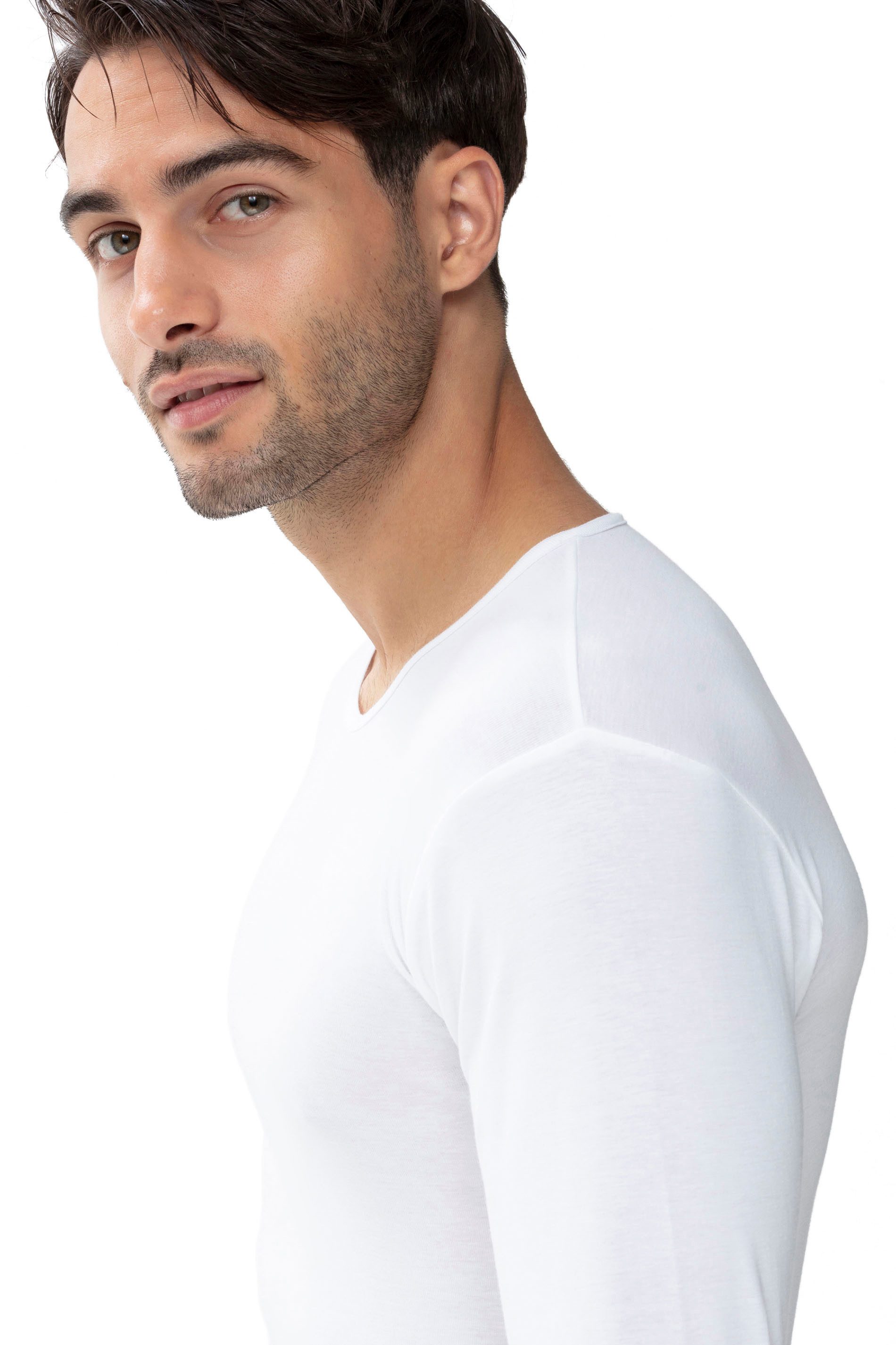 Mey Shirt met lange mouwen Casual katoen (K) Elastische halsafsluiting