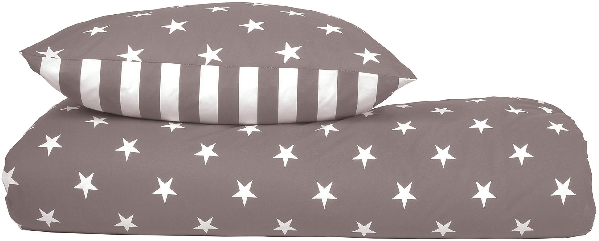 Schiesser Tweezijdig te gebruiken overtrekset Stars & Stripes van zacht katoen met sterrenprint (2-delig)
