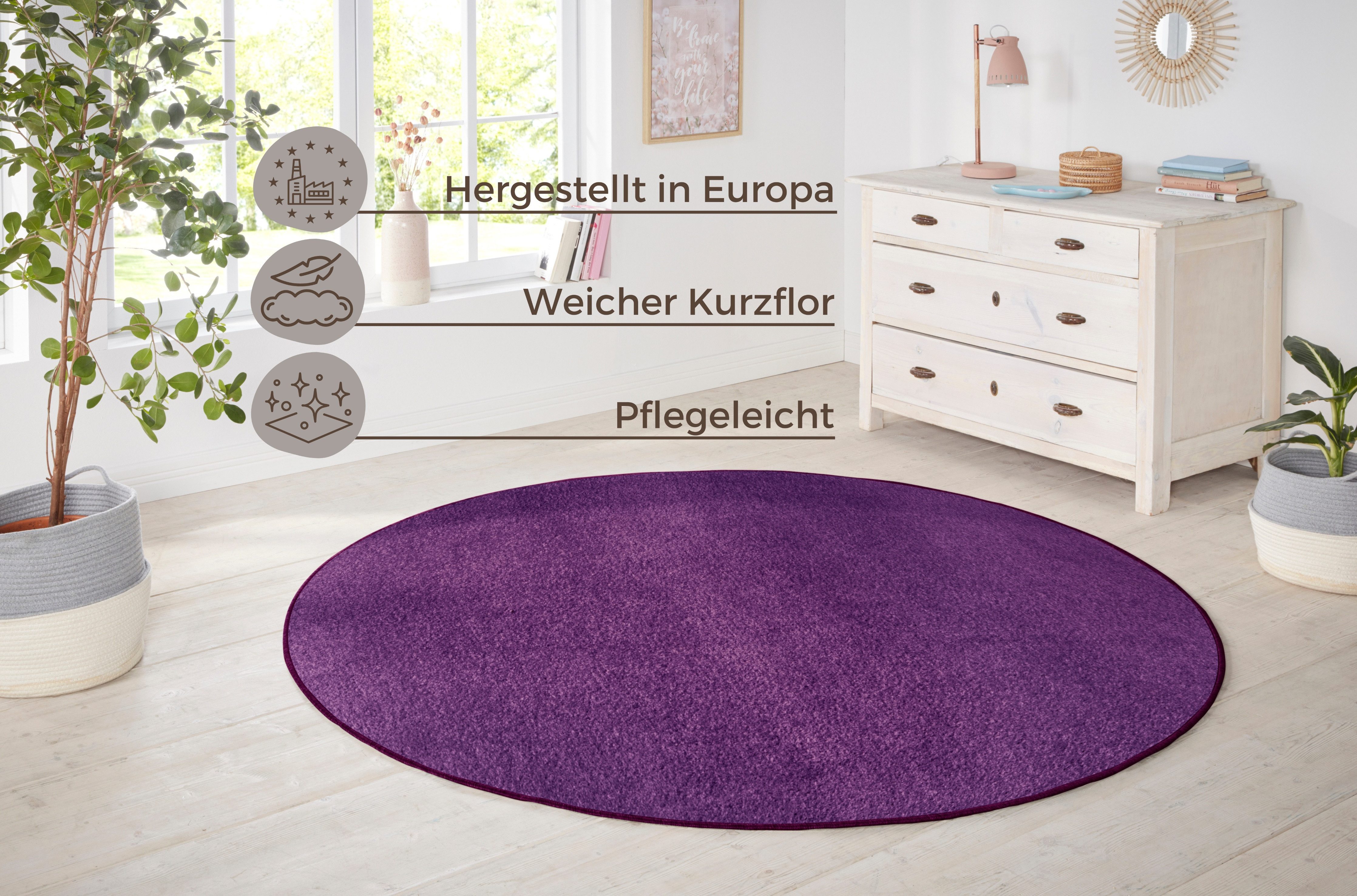 HANSE Home Vloerkleed Shashi Korte pool, unikleur, vloerkleed, zacht, eetkamer, kinderkamer, hal
