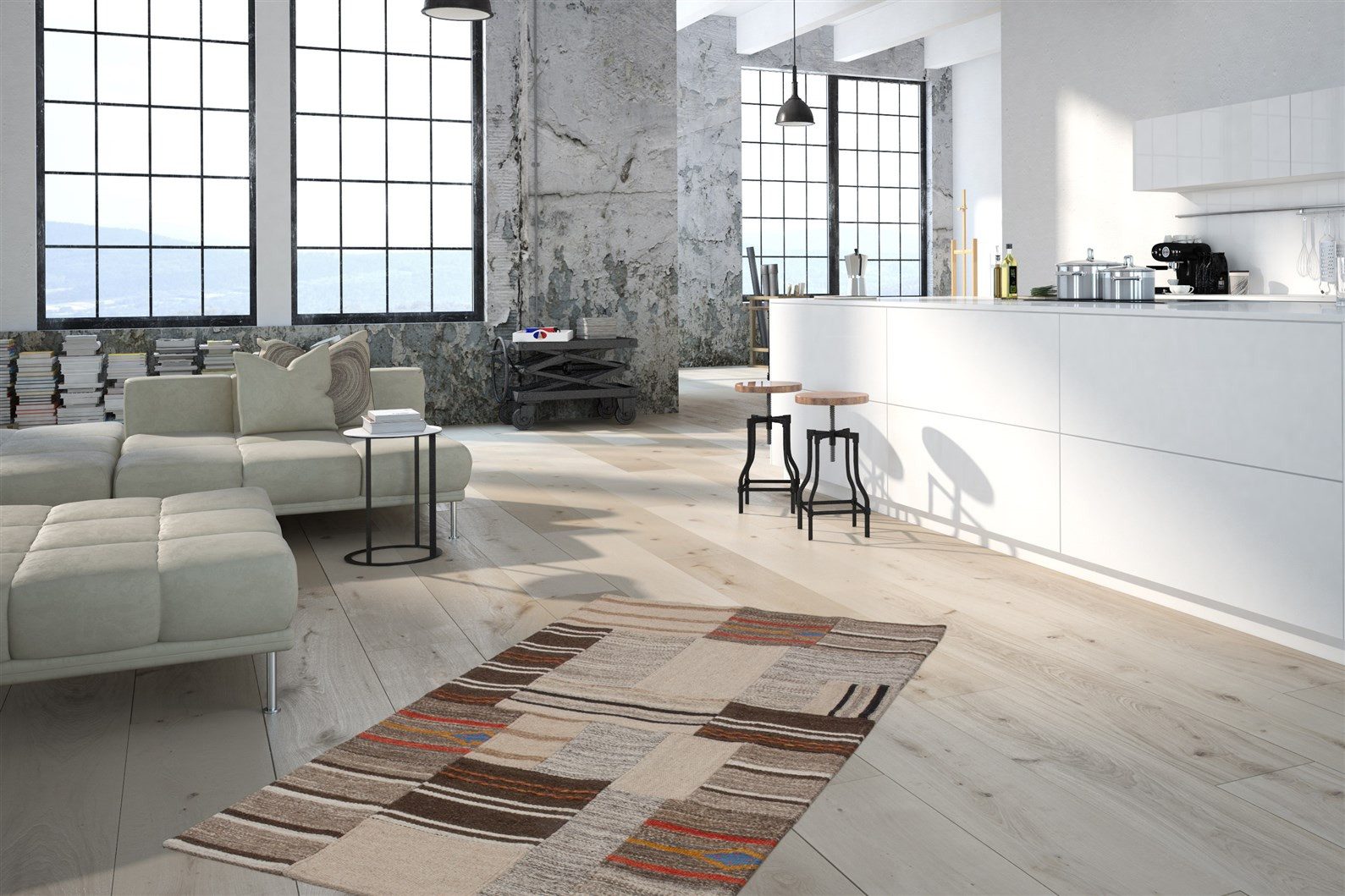 Kayoom Vloerkleed Radical 220 Handgeweven jacquard-kilim, hoogwaardige materiaalcombinatie