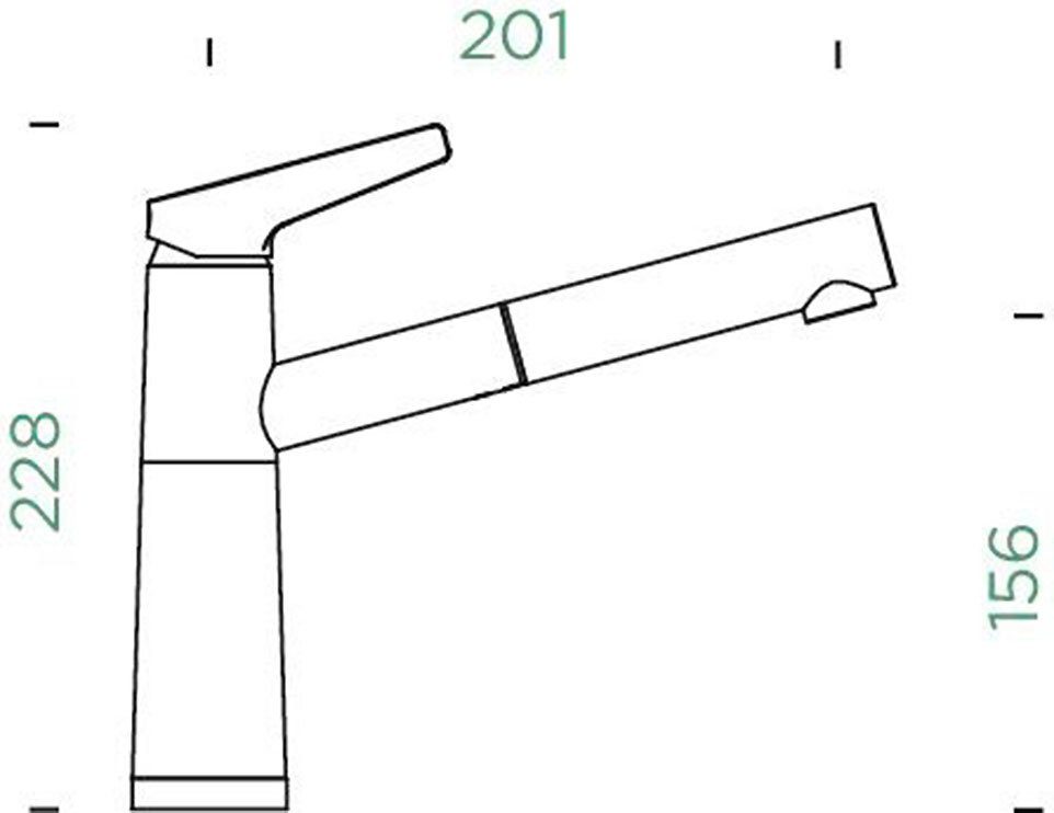 Schock Keukenkraan SC-510 SB ND Lagedruk, uitschuifbaar, terugstroombeveiliging, draaibereik 120°