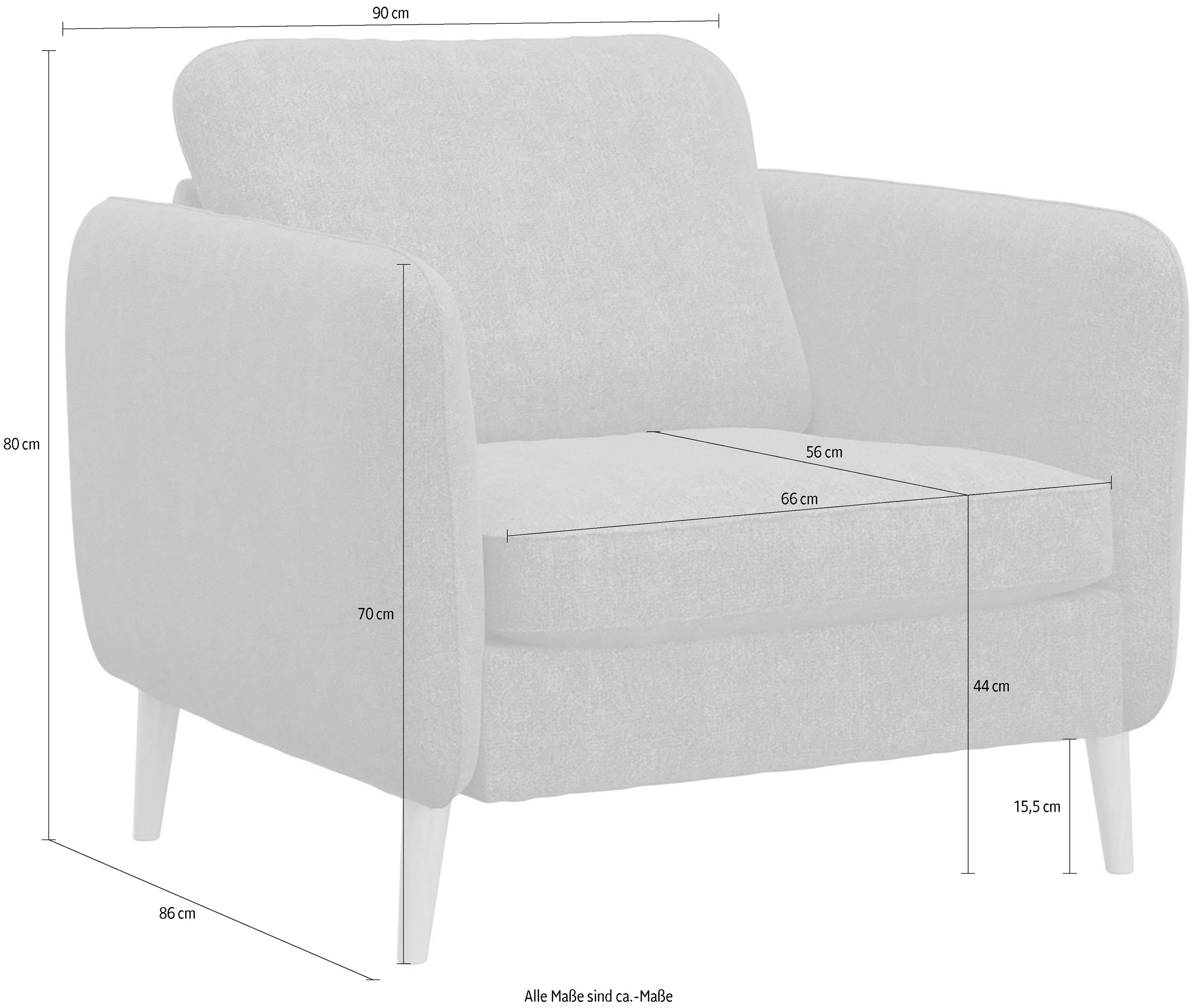 INOSIGN Fauteuil Ikano Massief houten constructie, zigzag vering in de zitting