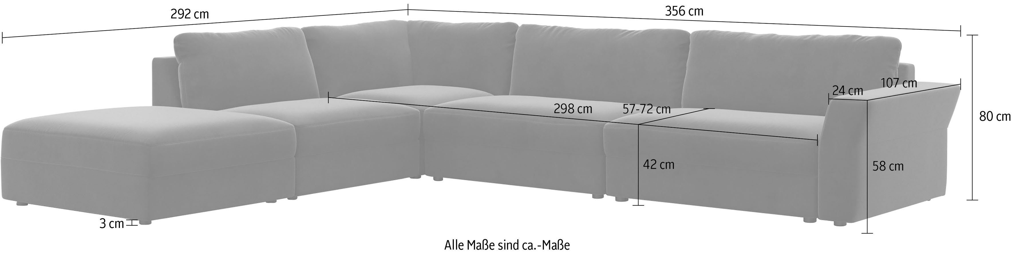sit&more Hoekbank Cadabra L-vorm Breedte 356 cm, met zitdiepteverstelling