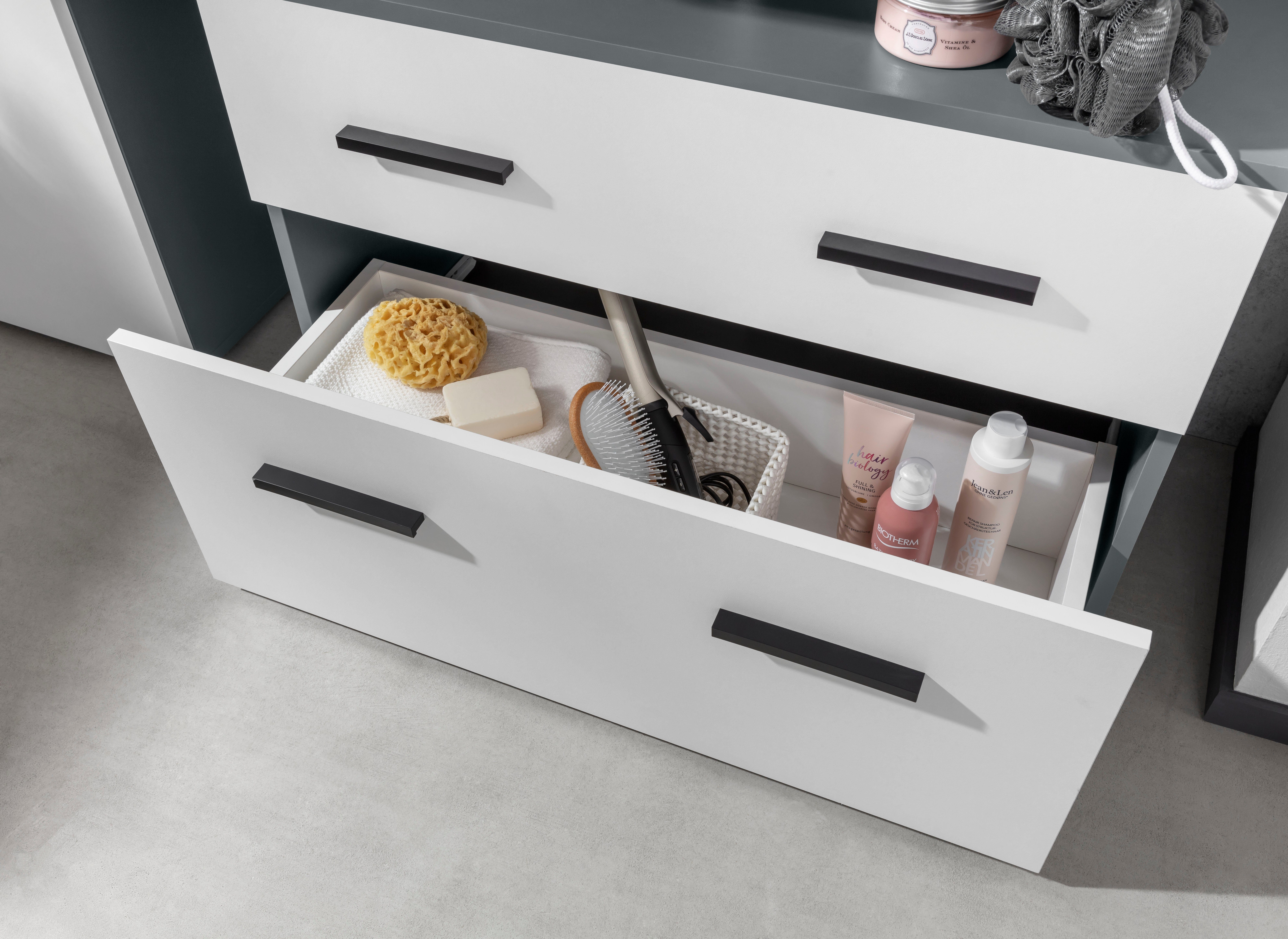 INOSIGN Wastafelonderkast Skara met klep en lade, zwarte grepen, breedte 80 cm, hoogte 55 cm