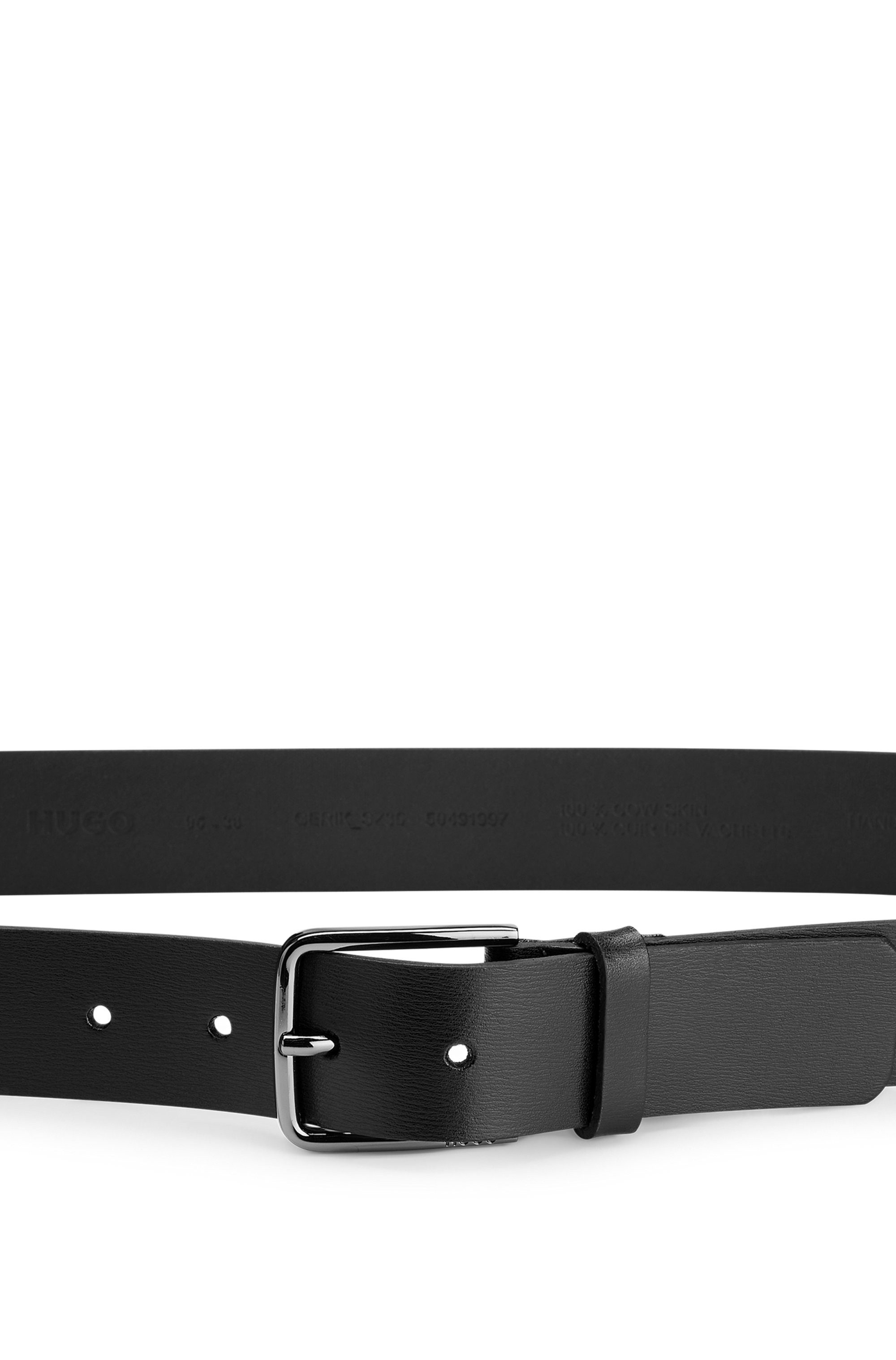 HUGO Leren riem Gerik_Sz35 met logo-reliëf en contrasterende detailnaad