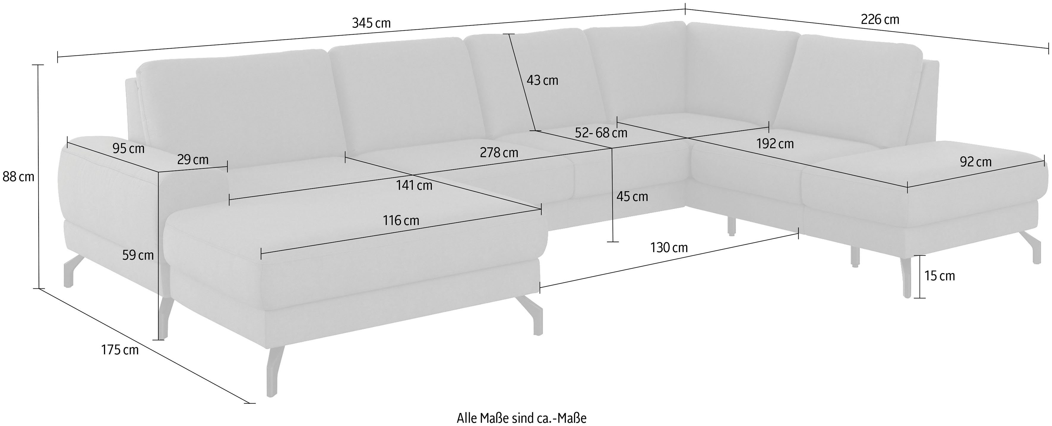 sit&more Zithoek Cinturo U-vorm inclusief zitdiepteverstelling en binnenvering, zithoogte 45 cm