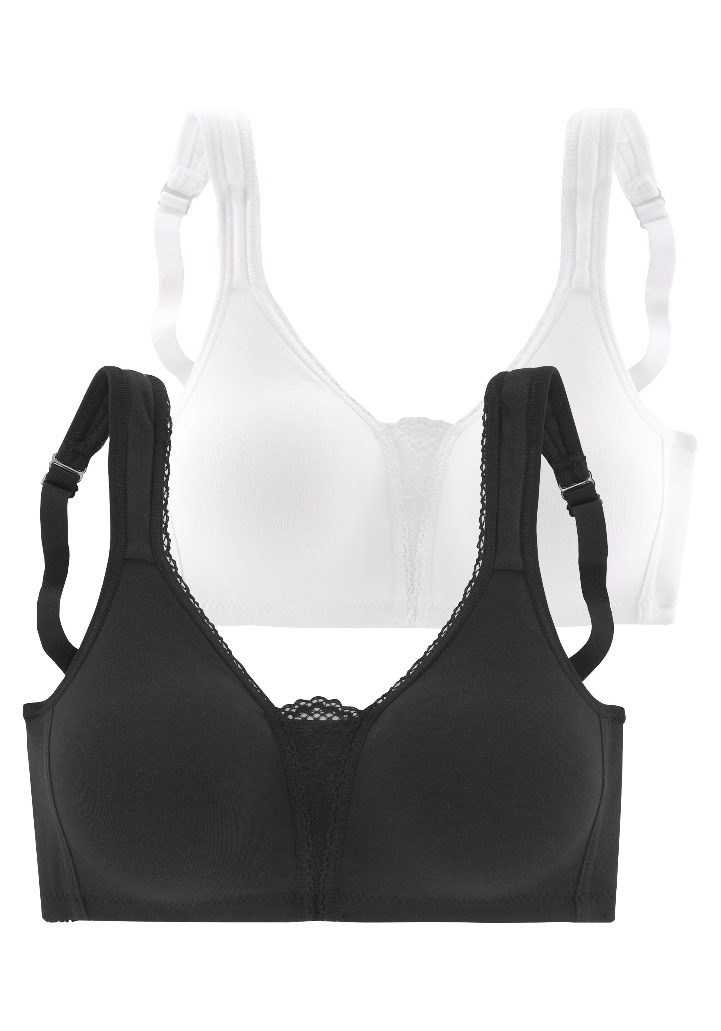 Petite fleur Soft-bh zonder beugels met kanten details (Set van 2) dames bh's zonder beugel maat F multicolor