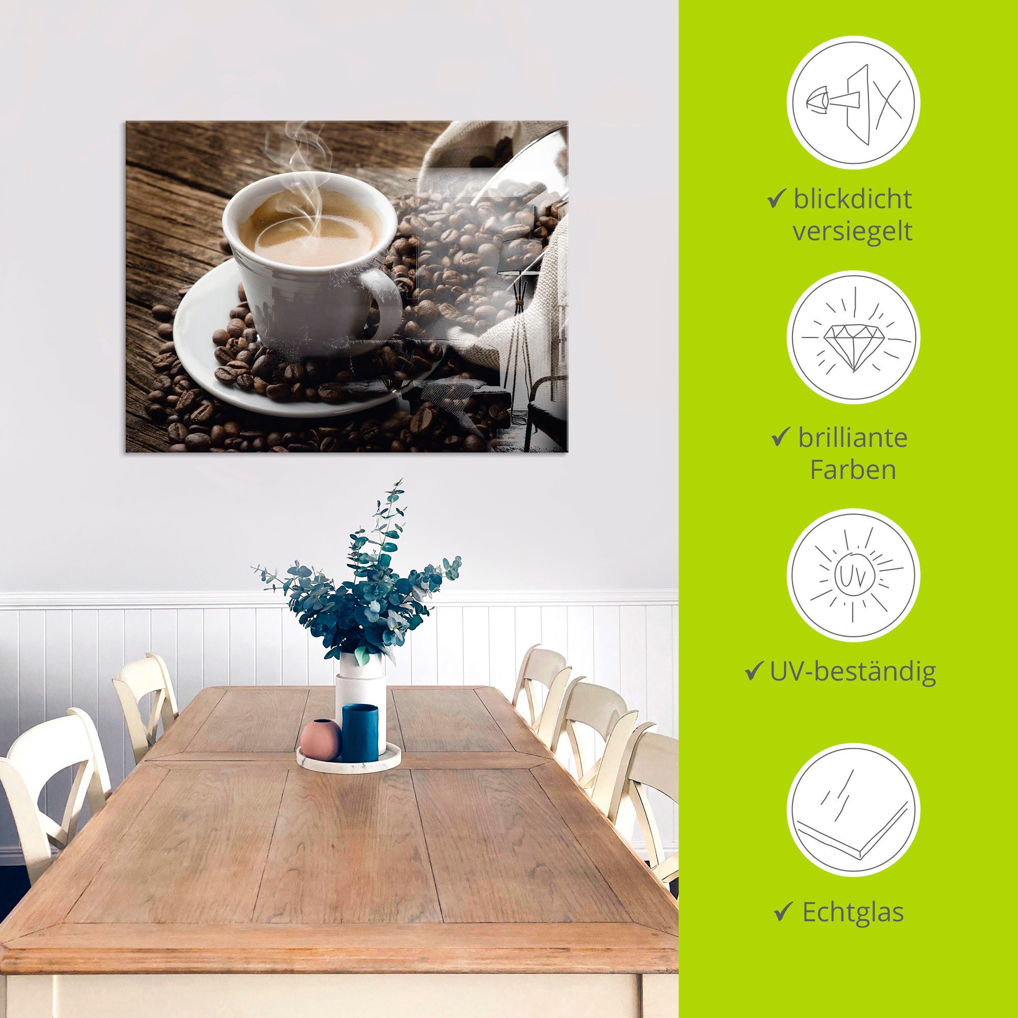 Artland Print op glas Hete koffie - hete koffie