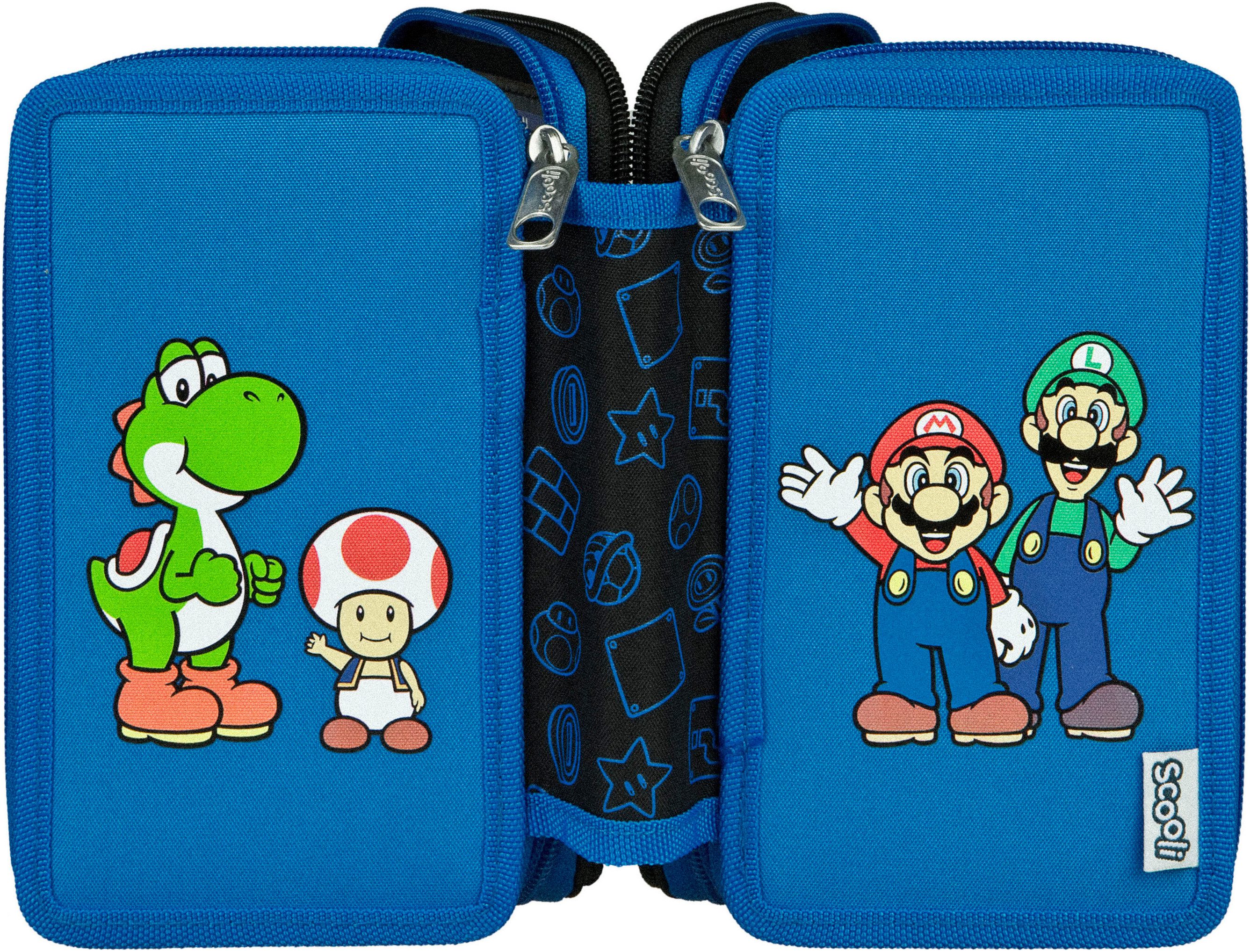 Scooli Etui Tripledecker, Super Mario gevuld, inclusief geodriehoek