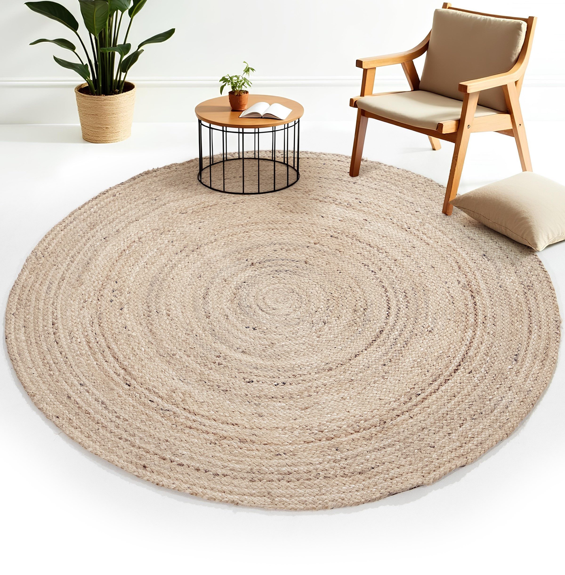 carpetfine Vloerkleed Nele jute-vloerkleed natuurmateriaal gevlochten tweezijdig te gebruiken kleed van 100% jute, in rond en ovaal, vele maten