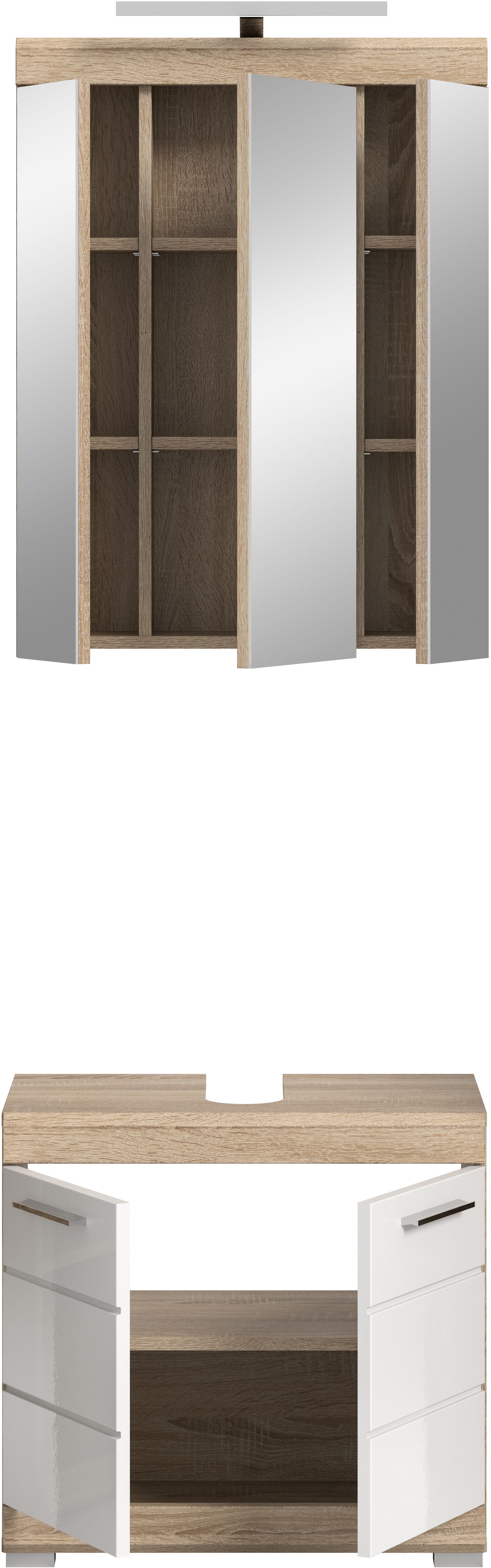 INOSIGN Badkamerserie Siena, 2-delig, inclusief LED-verlichting, bestaande uit: (set, 2 stuks)