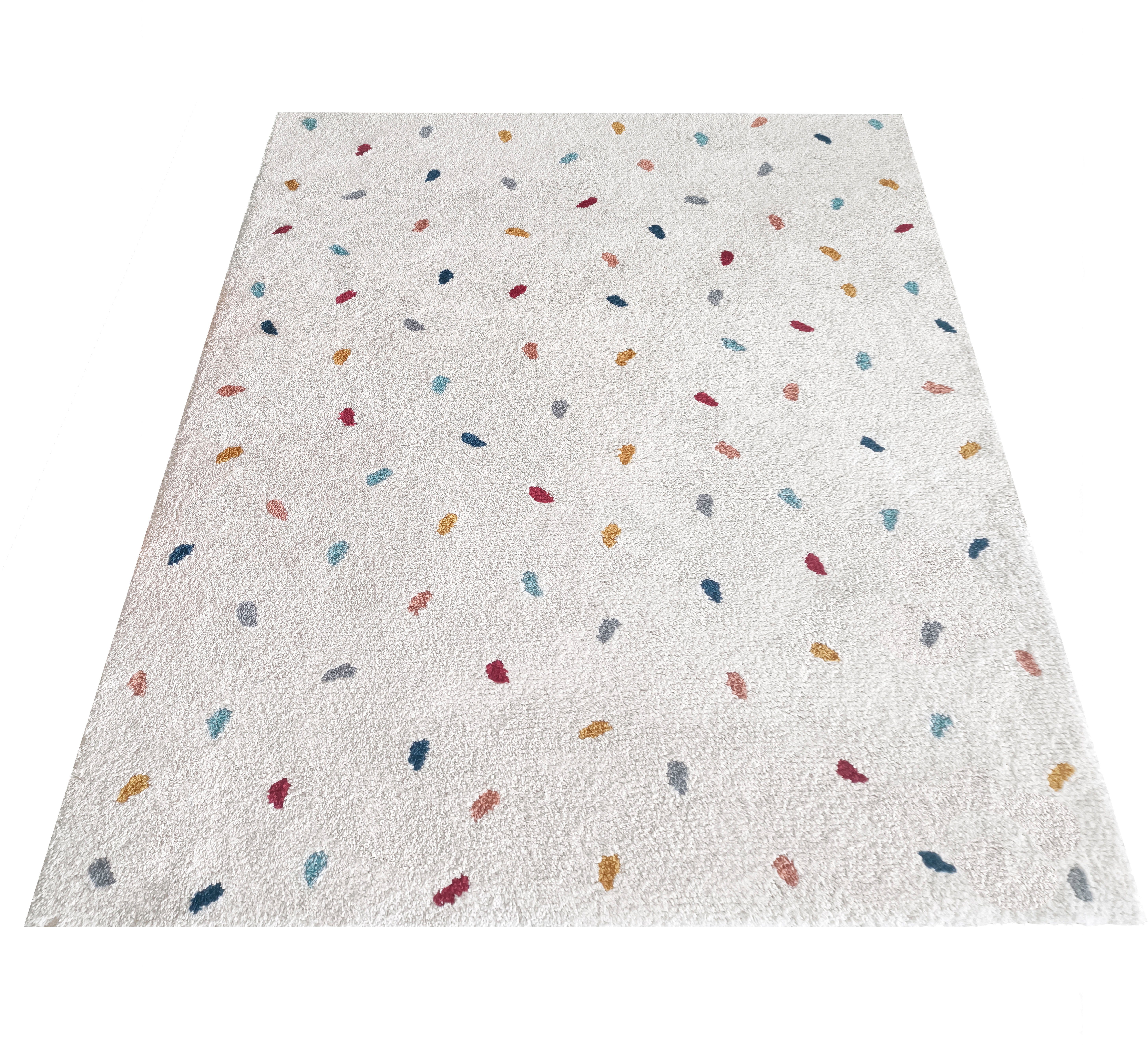 my home Kindervloerkleed Odan, hoogpolig tapijt gekleurde stippen tapijten, zacht, woonkamer, kinderkamer