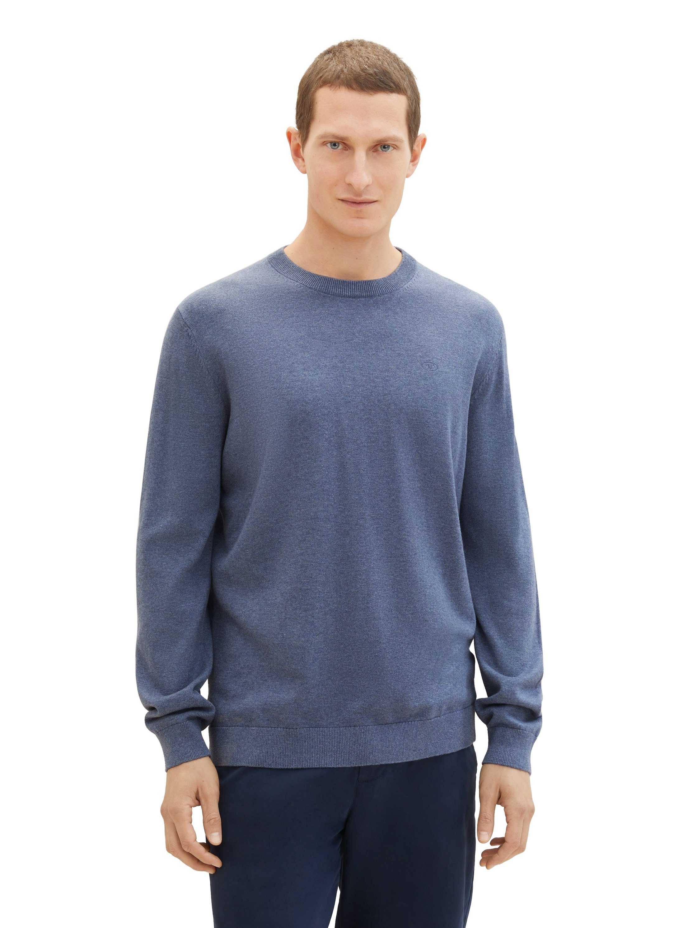 Tom Tailor Trui met ronde hals met geborduurd logo