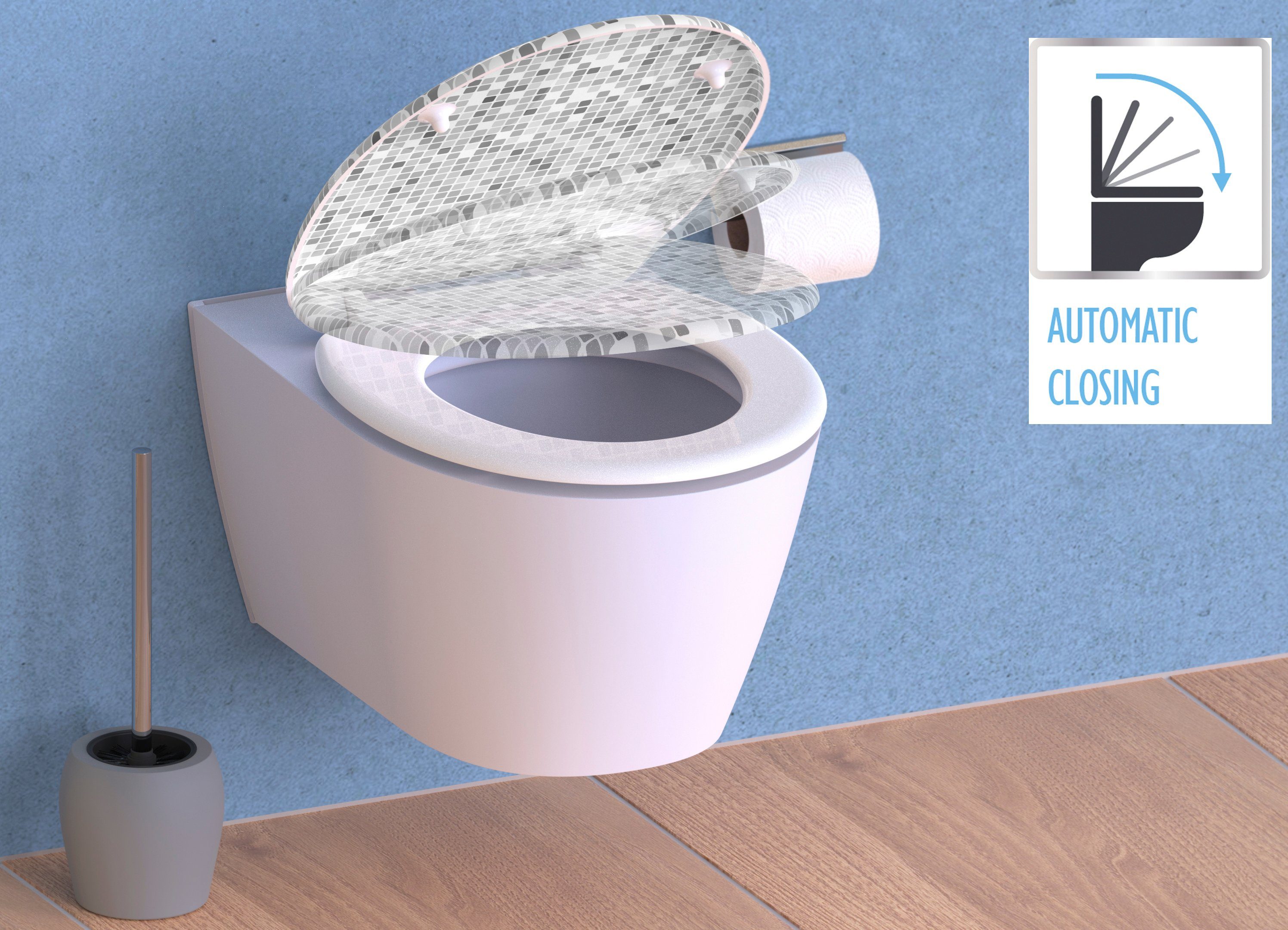 Eisl Toiletzitting Mozaïek Duroplast, softclosemechanisme, max. belasting van de toiletbril 150 kg