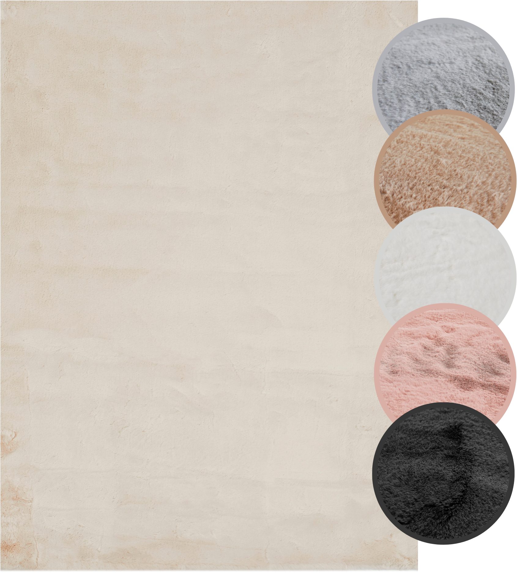 my home Hoogpolig vloerkleed Lugano Kunstbont, effen kleuren, zeer zacht en knuffelig