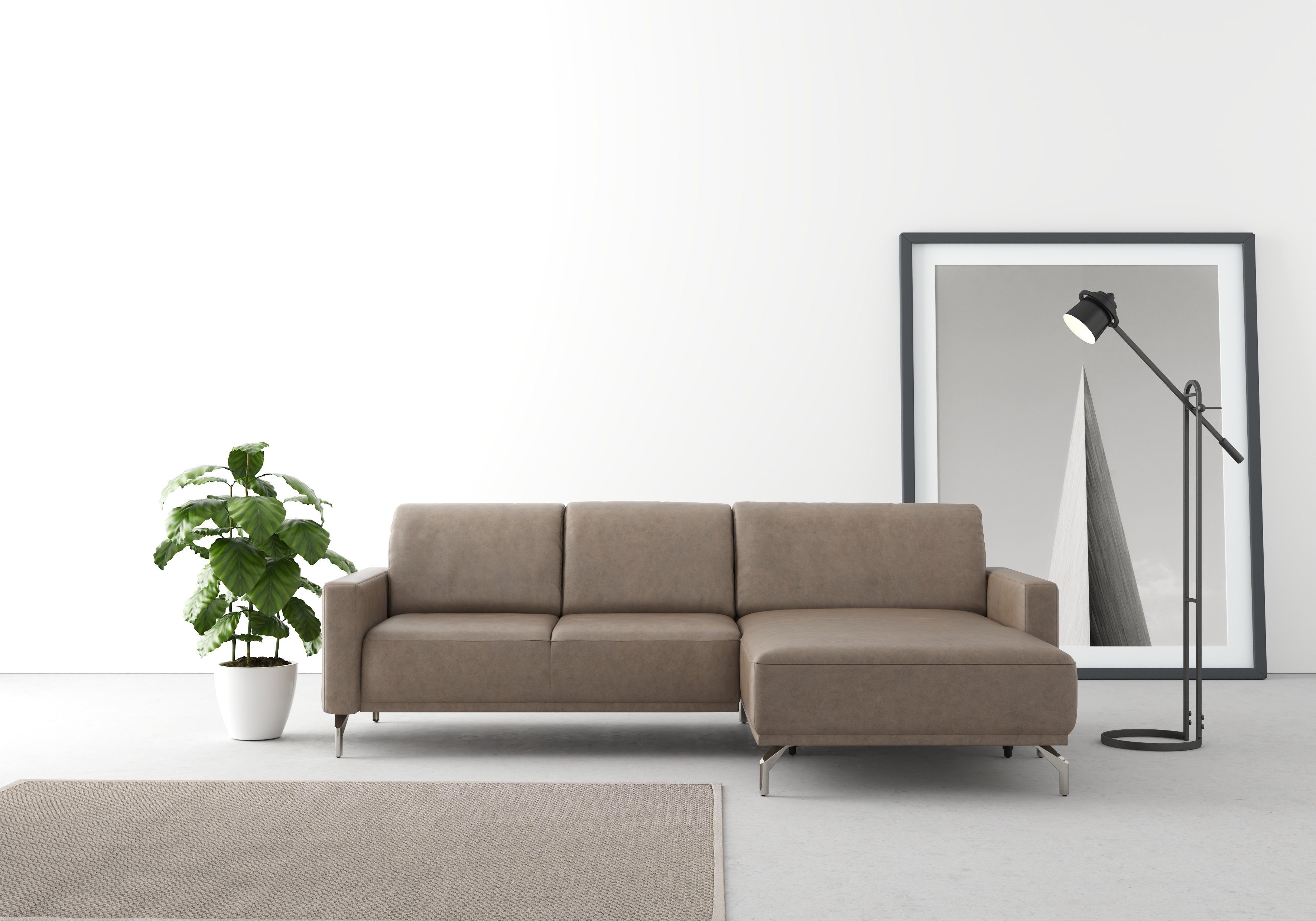 sit&more Hoekbank Bailando L-vorm naar keuze met verstelbare hoofdsteun en uittrekzitting, motorisch bruin, hoekbanken, 251 cm