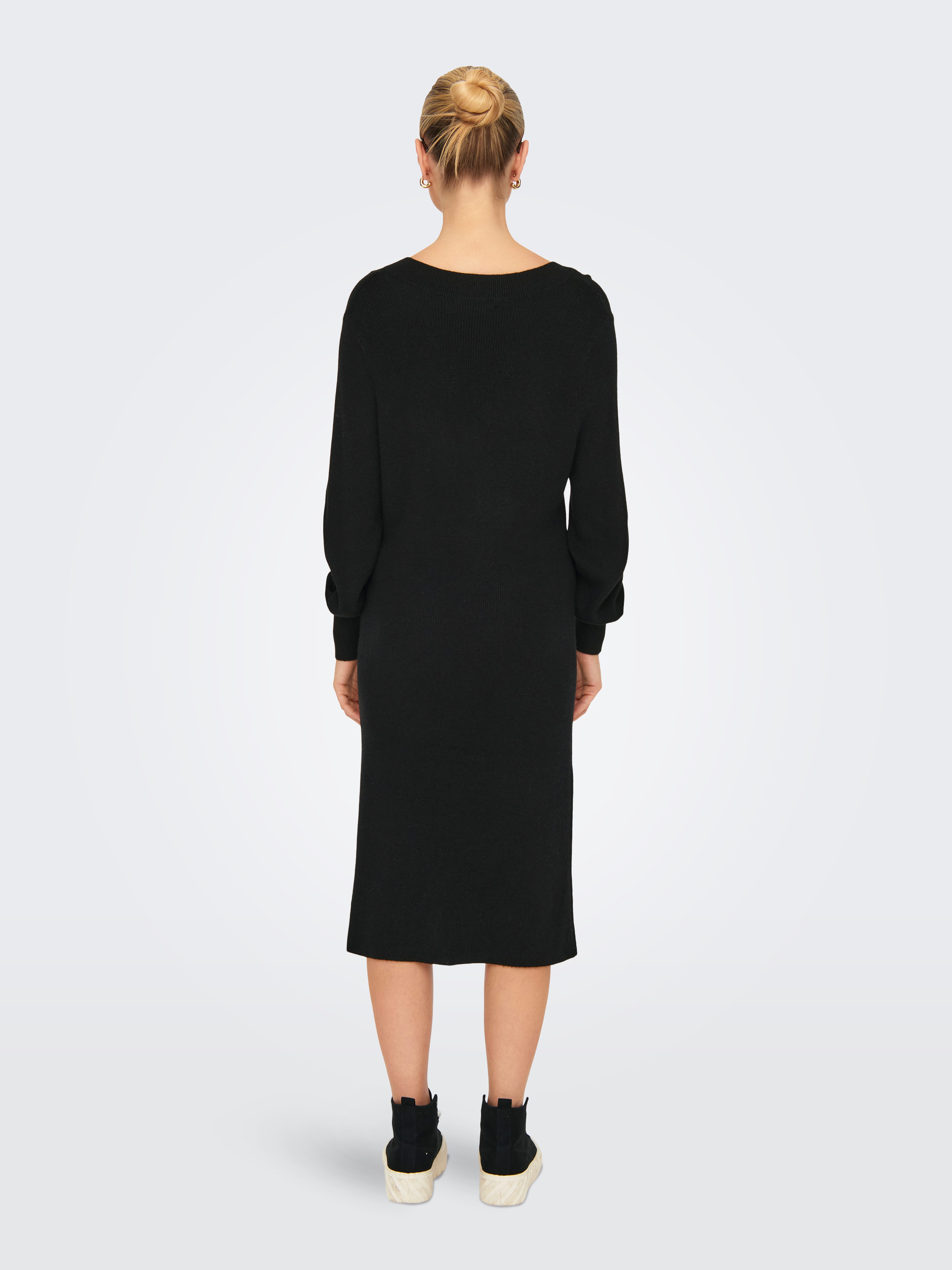 Only Gebreide jurk ONLKATIA LS V-NECK DRESS NCA KNT
