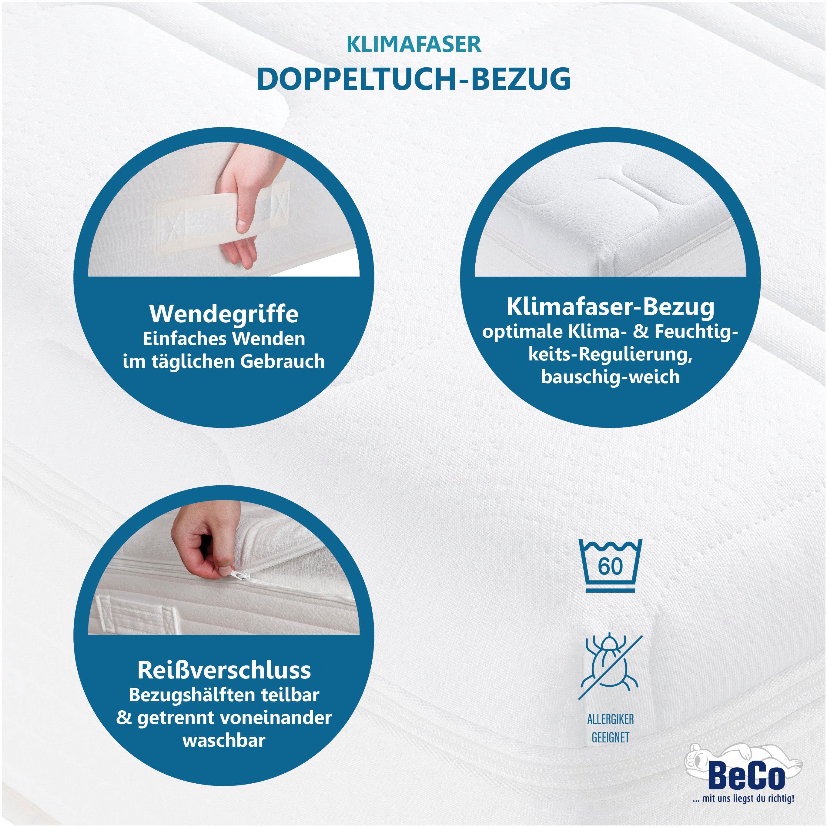 Beco Pocketveringsmatras Royal Komfort KS, met geïntegreerde topper comfortabele matras in 90x200, 140x200 cm en andere afm hoogte 26 cm
