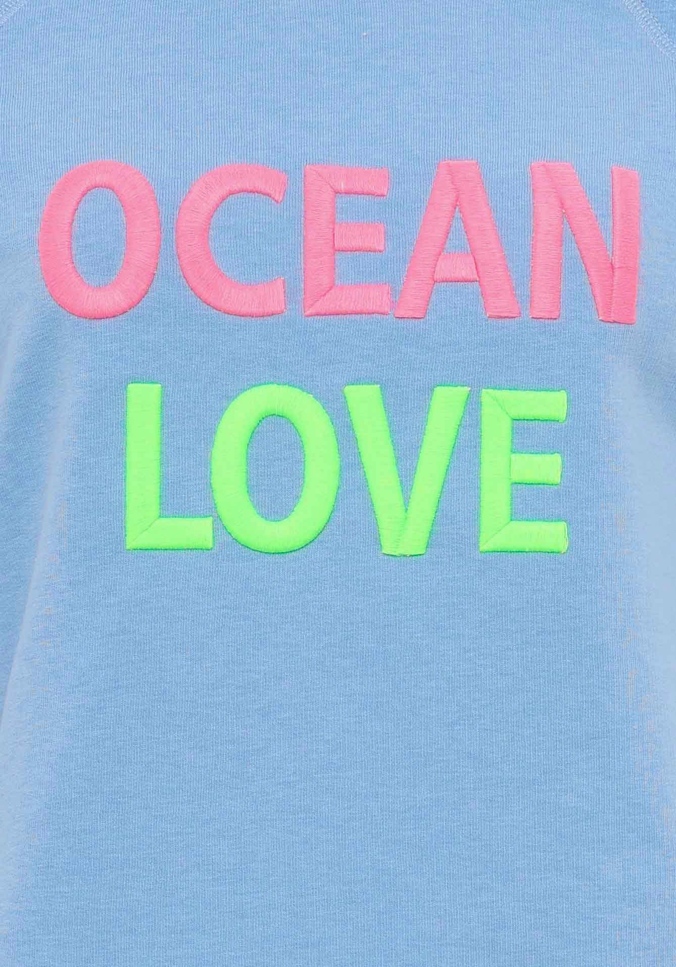 Zwillingsherz Shirt met lange mouwen met "ocean love"-opdruk en used-look