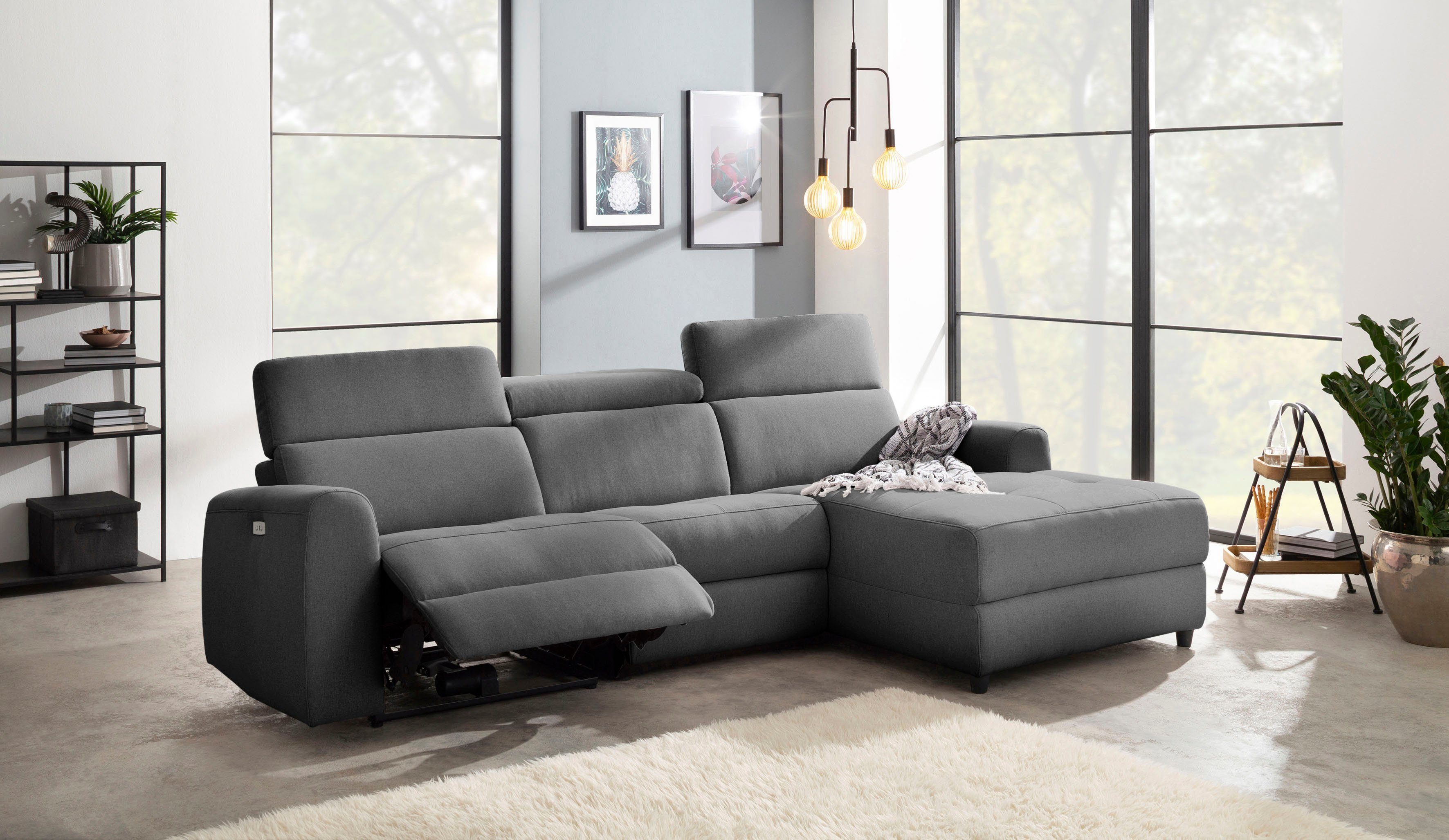 Home affaire Hoekbank Sentrano, L-vorm, 275 cm, man. of electr. relaxfunctie en usb/kopverstelling
