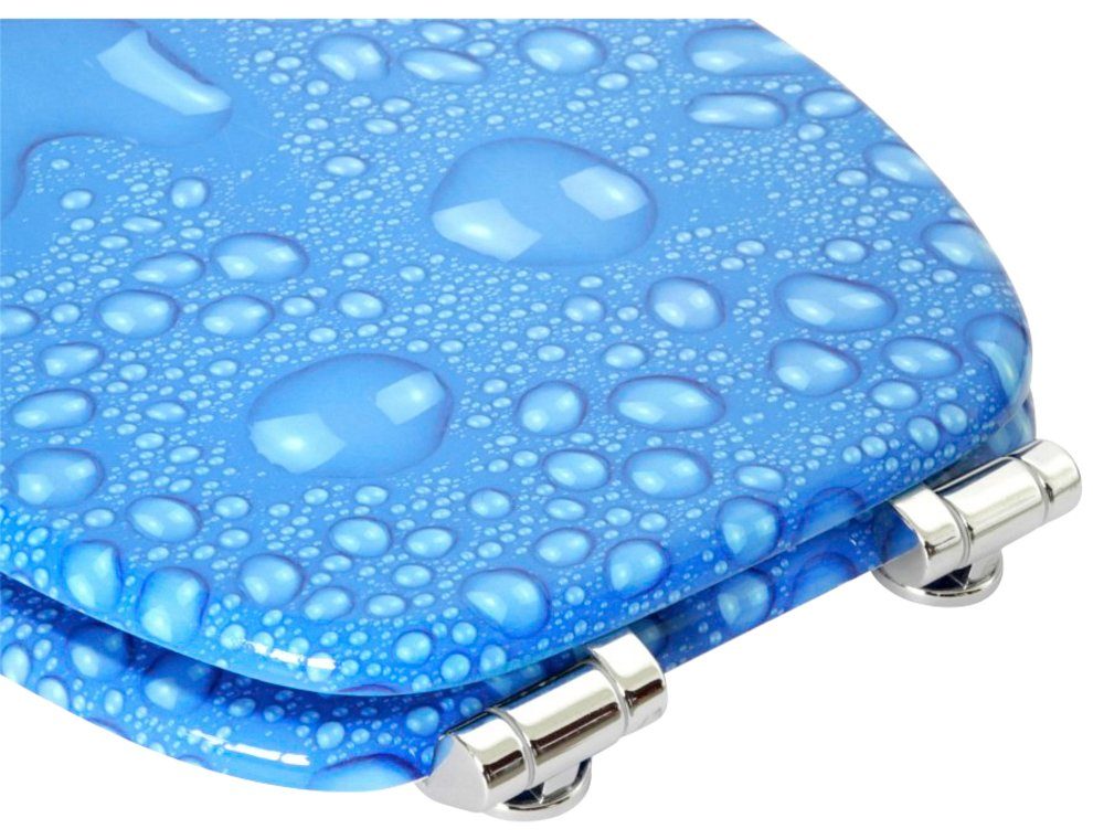 Sanilo Set badkameraccessoires Dauwdruppel blauw bestaand uit toiletzitting, badmat en wastafelplug (complete set, 3-delig)