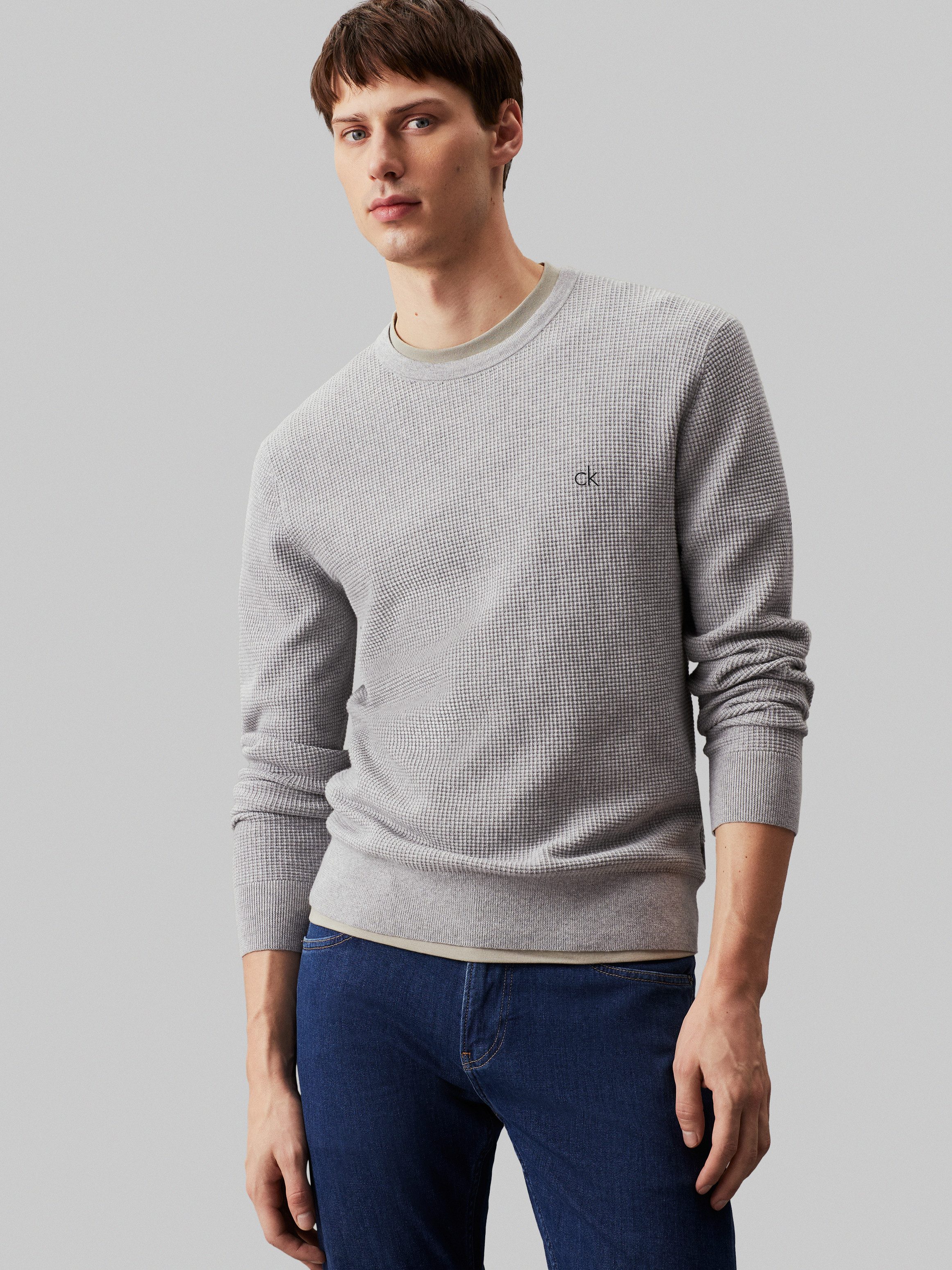 Calvin Klein Trui met ronde hals WAFFLE STRUCTURE SWEATER