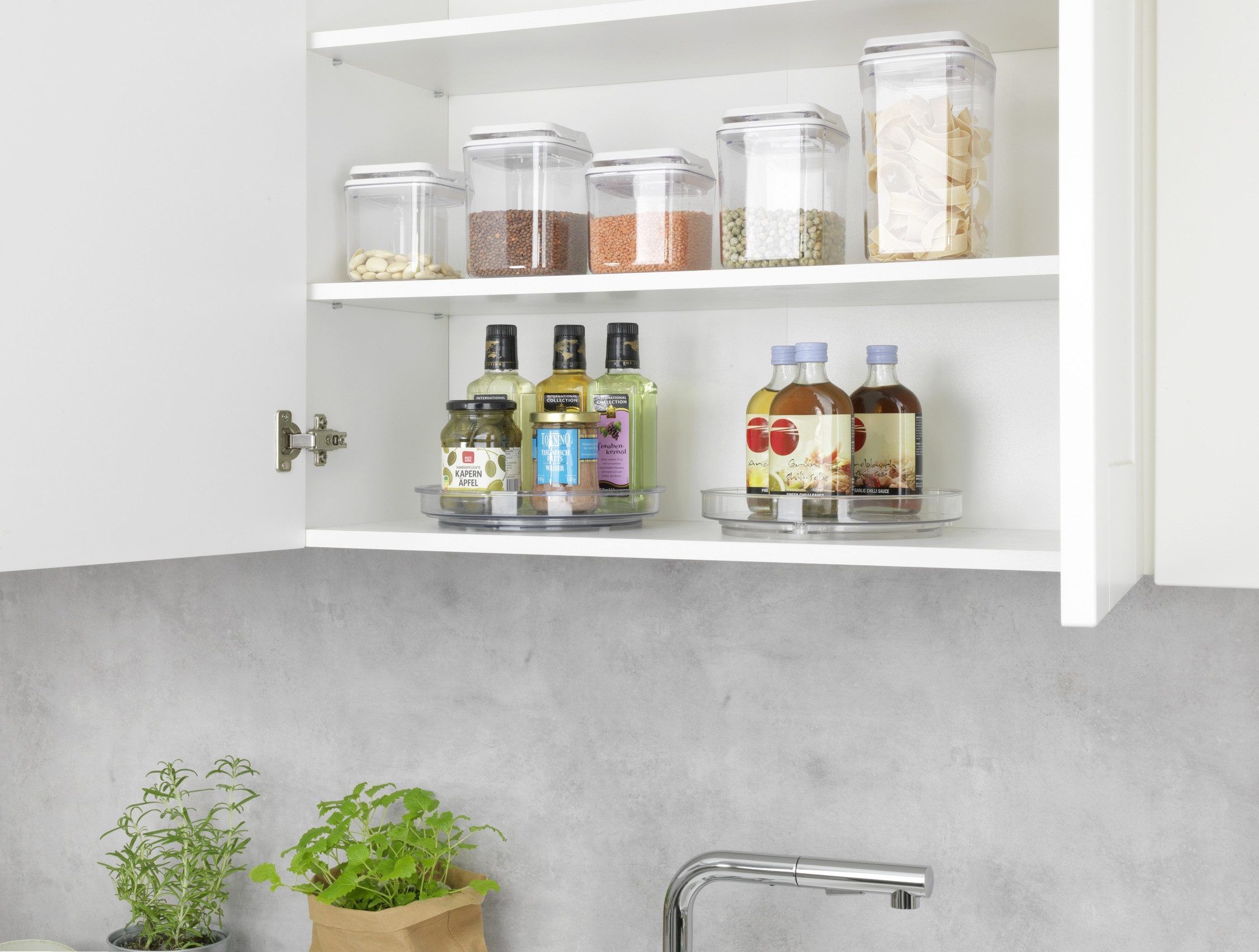 WENKO Opbergsysteem VICTORIA Draaitafel voor keuken, eettafel of koelkast, met verhoogde rand (set, 2-delig)