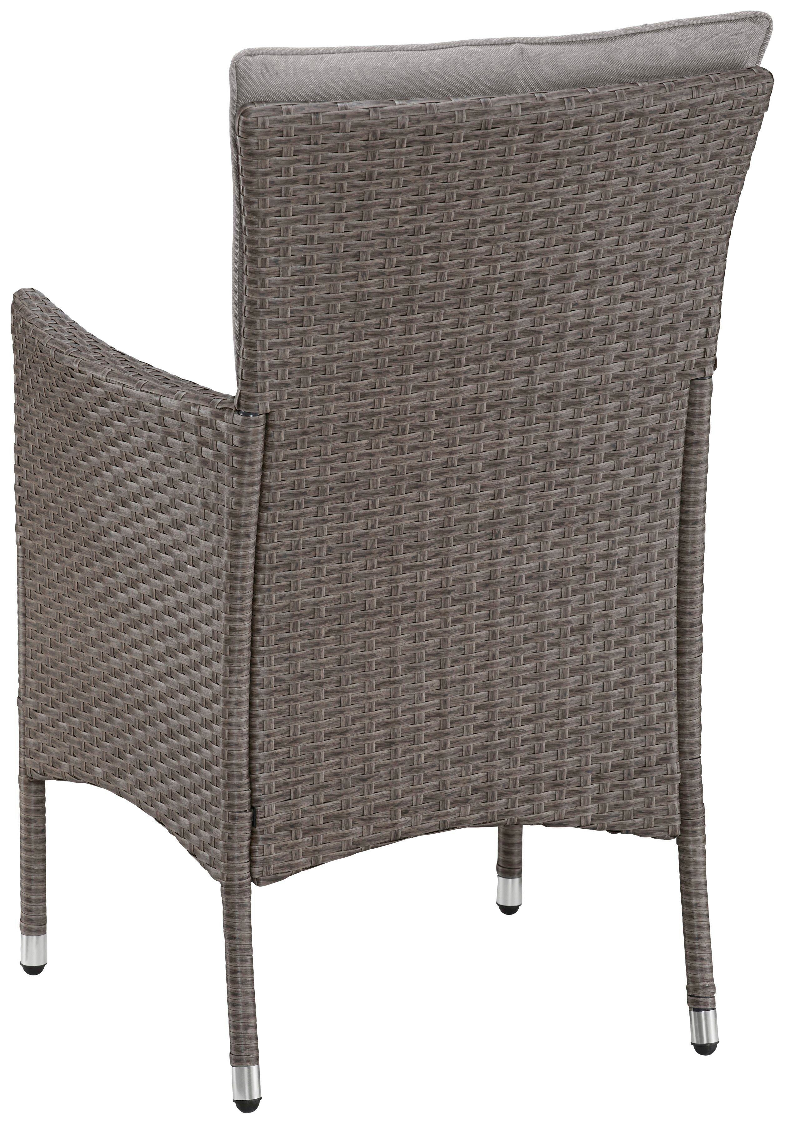 KONIFERA Tuin-eethoek Balkonset "Mailand" Polyrattan, tafelblad van veiligheidsglas, verzinkt staal (set, 7-delig)