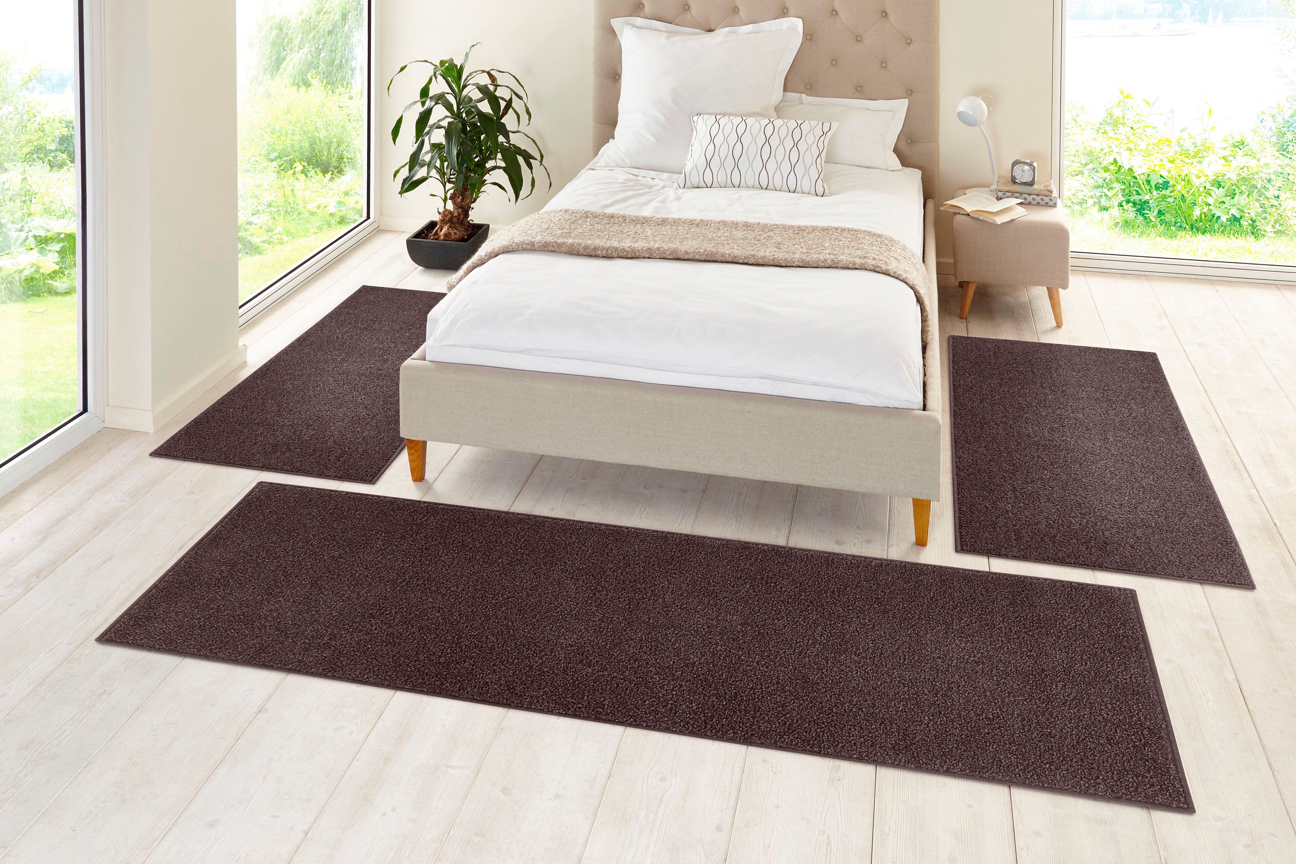HANSE Home Set slaapkamerkleedjes Pure 100 Korte pool, unikleur, vloerkleed, bedloper, slaapkamerkleed, loper
