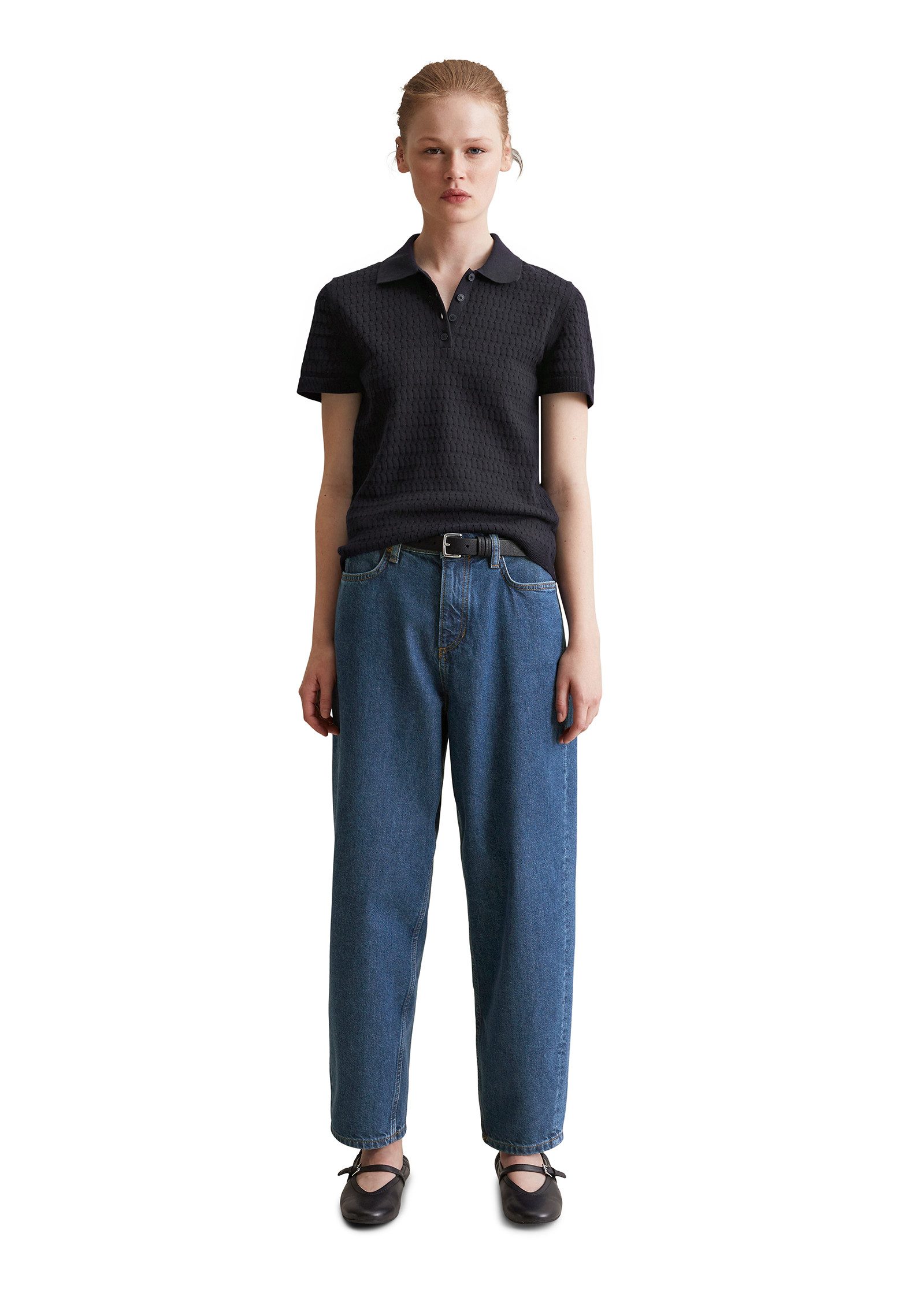 Marc O'Polo DENIM Poloshirt van breisel, modieus patroon, regular