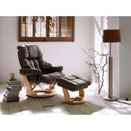 mca furniture relaxfauteuil calgary tv-fauteuil xxl 360º draaibaar inclusief hocker met leren bekleding, belastbaar tot 180 kg bruin