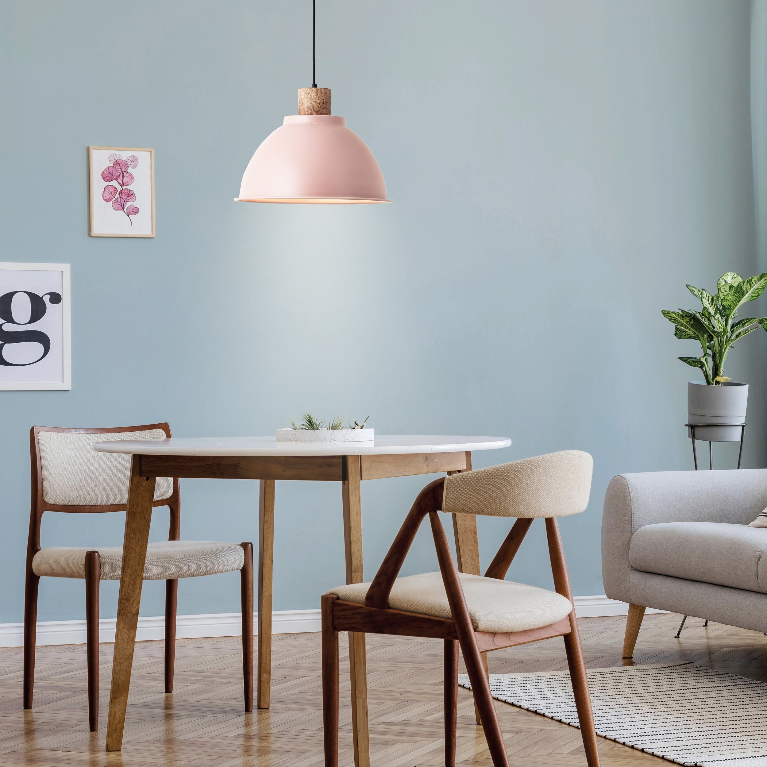 Brilliant Leuchten Hanglamp Erena Hoogte 120 cm, Ø 38 cm, E27, inkortbaar, metaal/hout