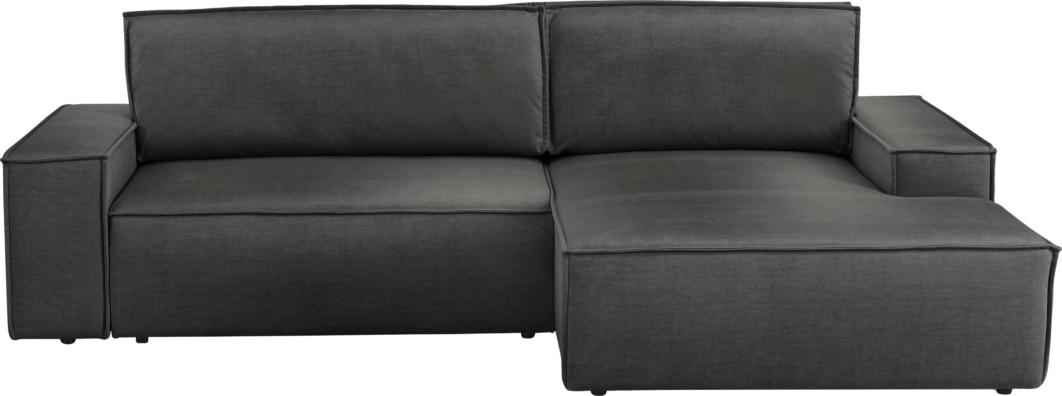Home affaire Hoekbank SHERWOOD bedbank 267 cm, L-model, Slaapfunctie met bedlade (210x136 cm), cord, vintage, fluweel