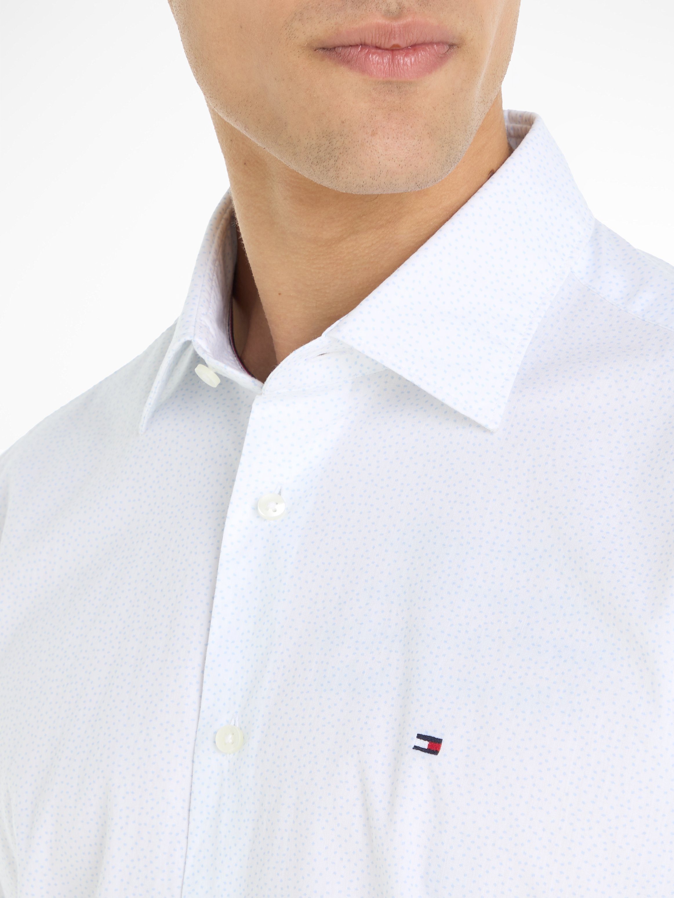 Tommy Hilfiger Overhemd met lange mouwen CL W-TILE PRINT RF SHIRT met subtiele labelvlag op de borst