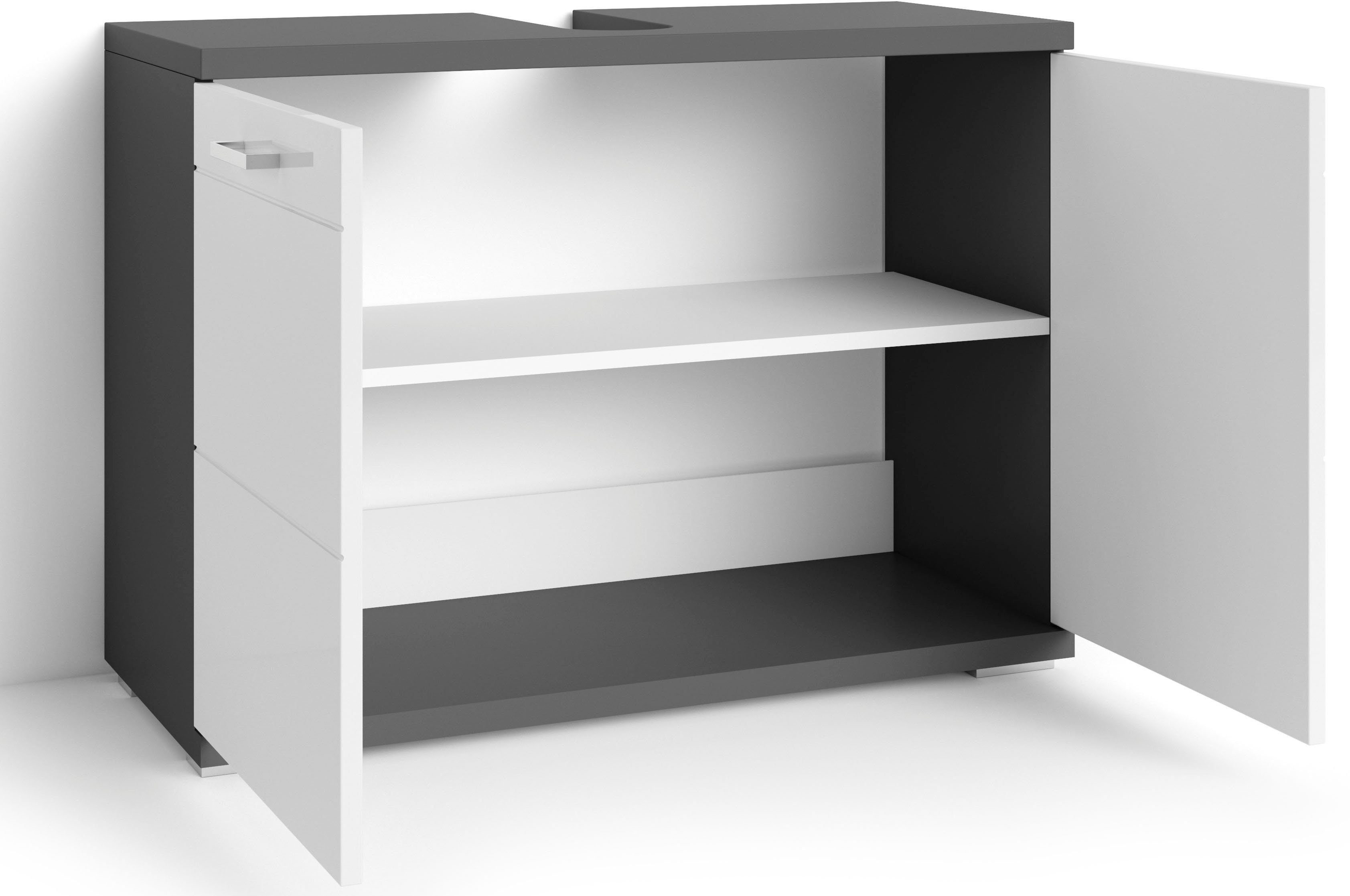 byLIVING Wastafelonderkast Nebraska Breedte 80 cm, badkamerkast, mdf-fronten in hoogglans-look