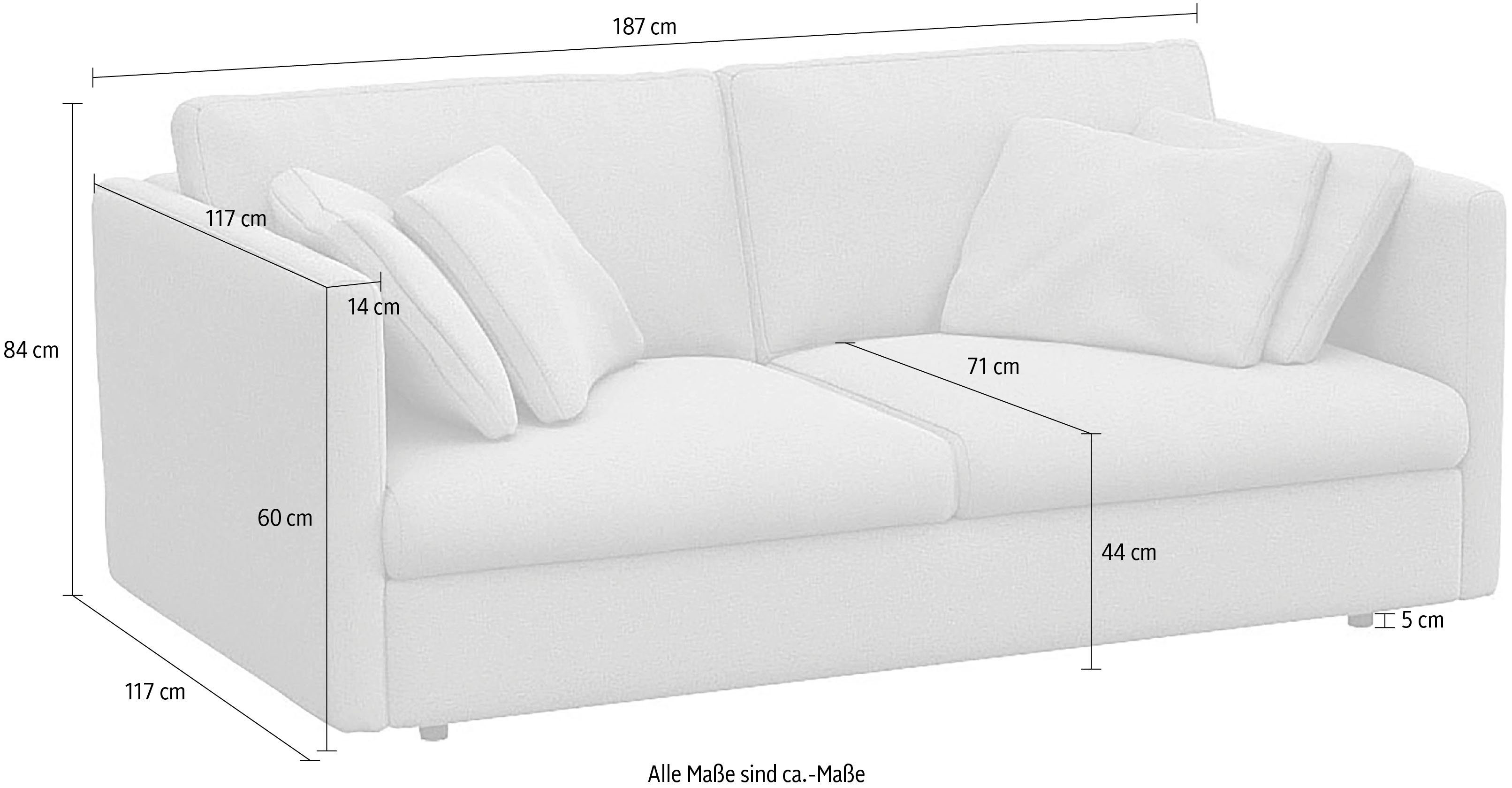 FLEXLUX 2,5-zitsbank Lovane Zacht en zeer comfortabel, grote zitdiepte op koudschuim, inclusief sierkussen