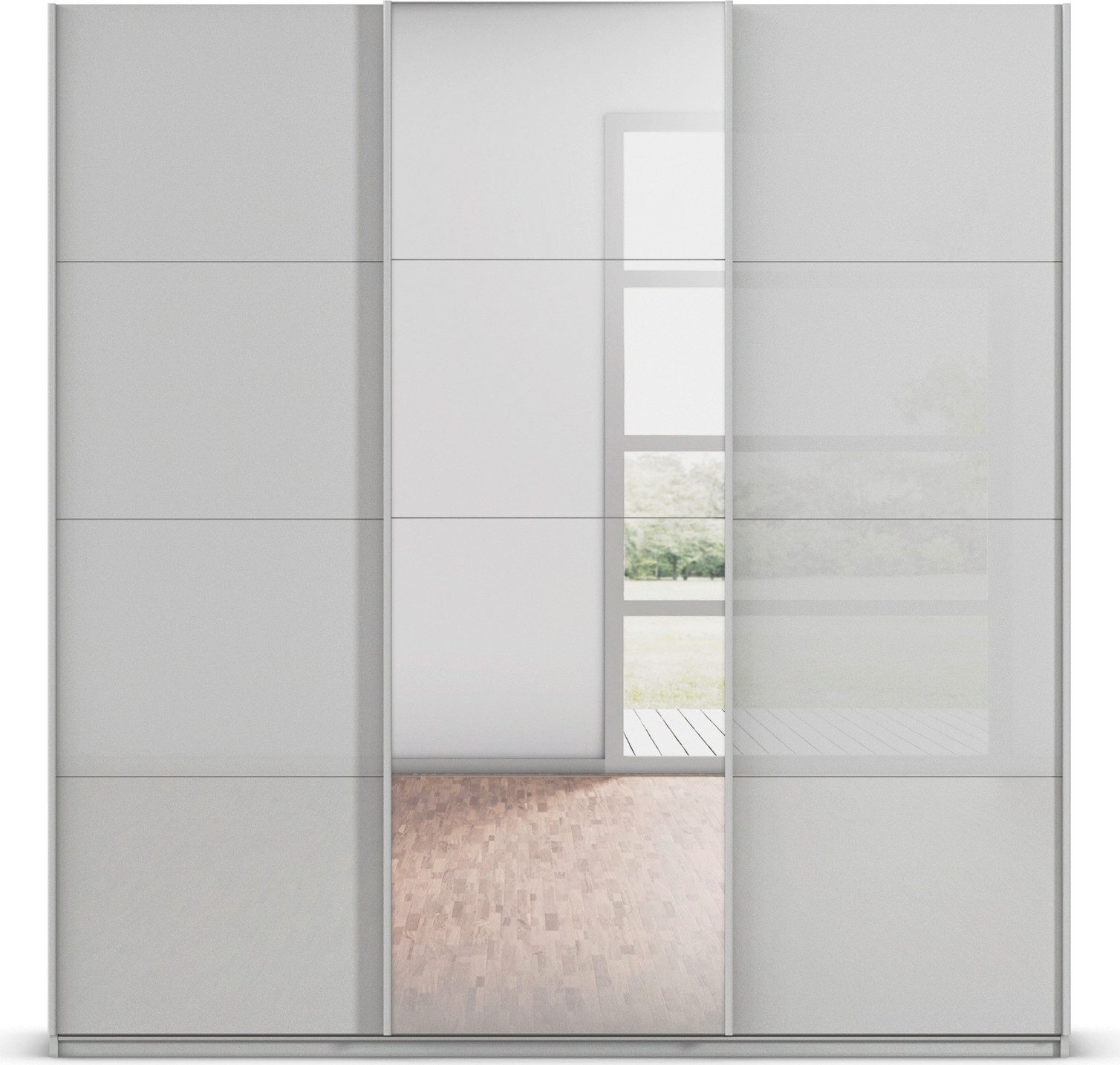 rauch Schuifdeurkast Kledingkasten kast garderobe AGORDO met glazen front doordachte binnenuitrusting, in 4 breedtes en 2 hoogtes made in germany