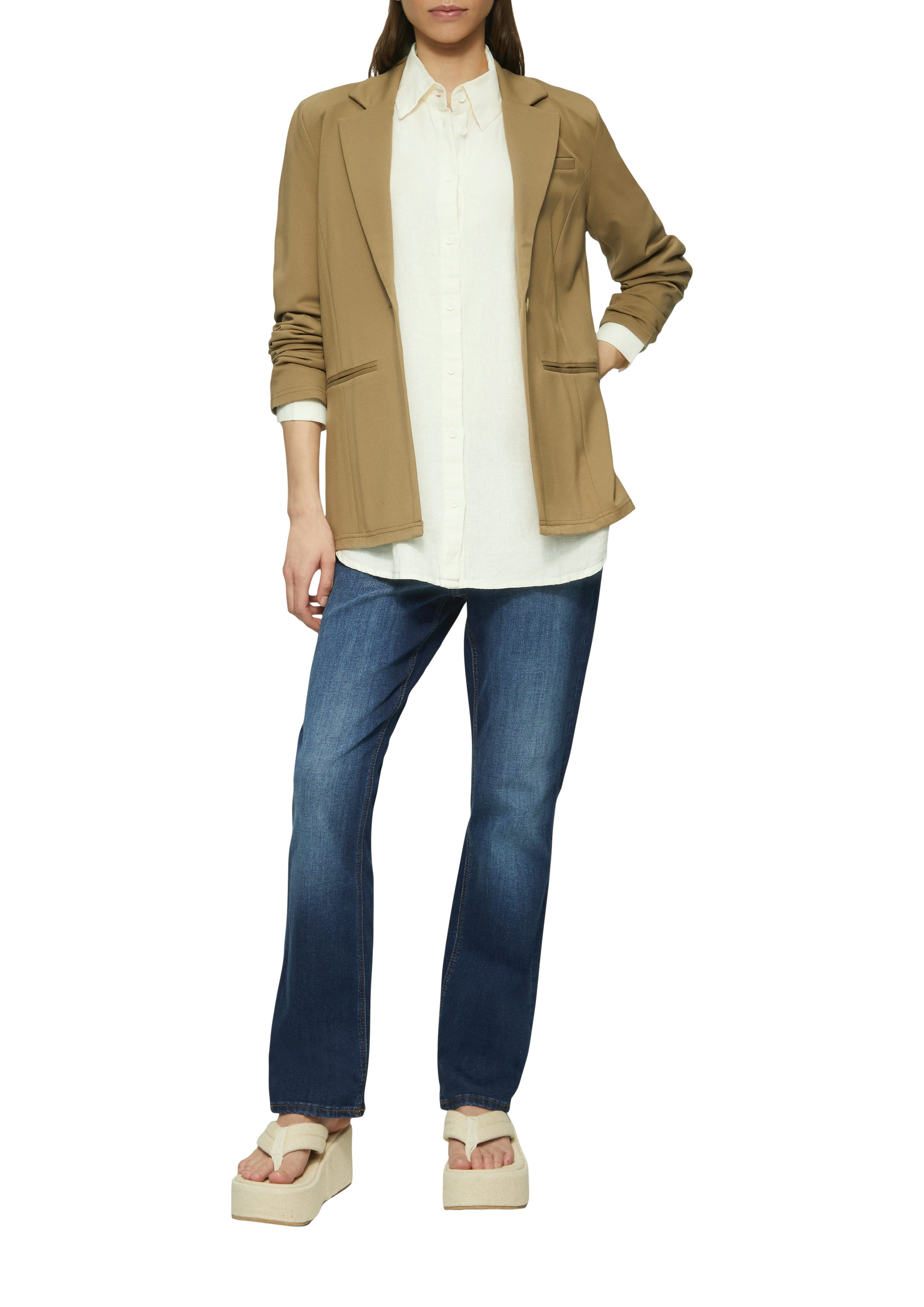 Q/S designed by Blouse met lange mouwen van een linnenmix met viscose