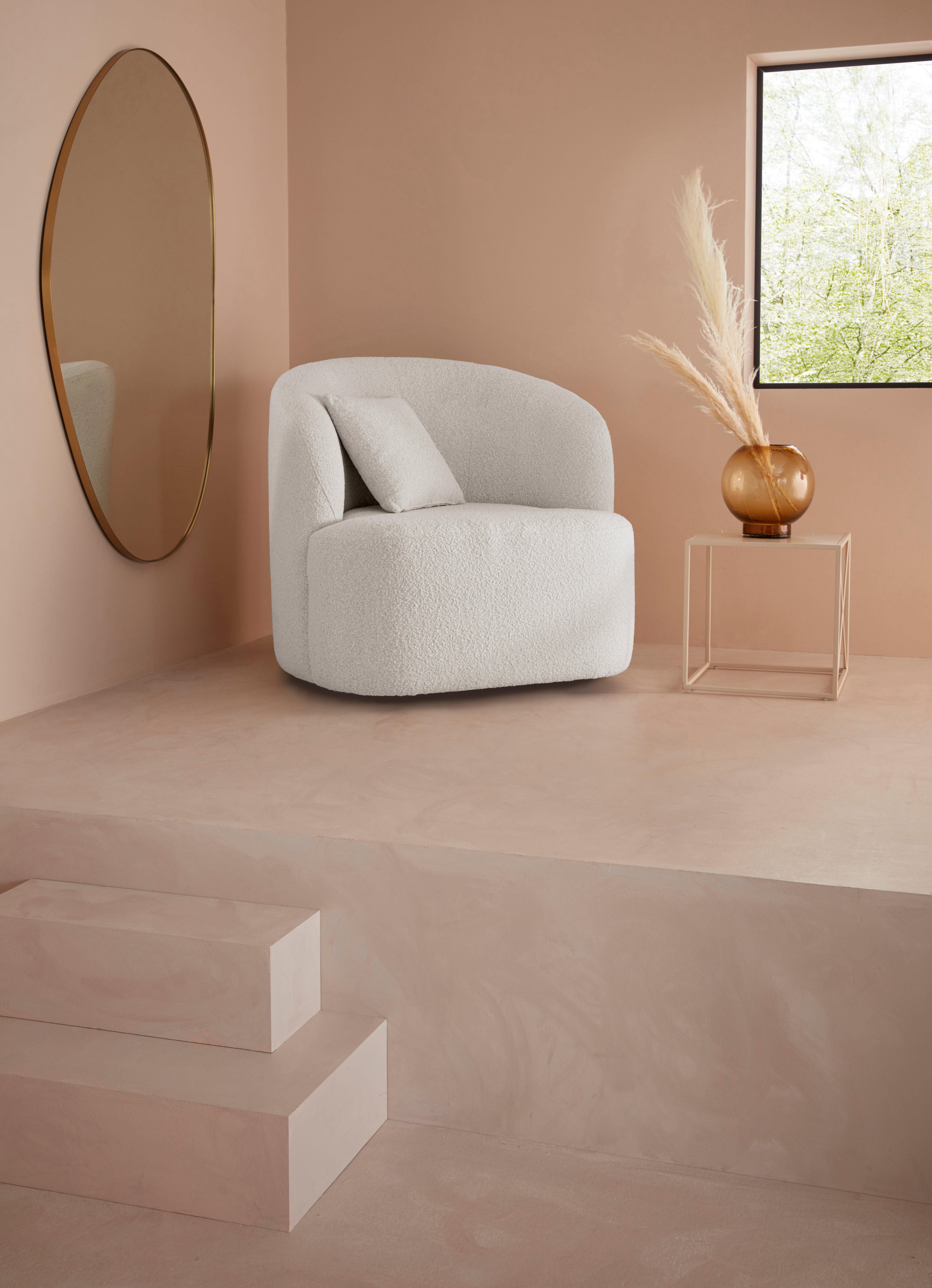 LeGer Home by Lena Gercke Draaibare fauteuil Dilara Stoel afgeronde rugleuning en front, in 3 stofkwaliteiten fauteuils beige
