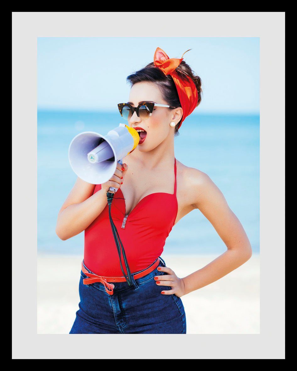 queence Wanddecoratie Lifeguard HD premium posterdruk incl. houten lijst (1 stuk)