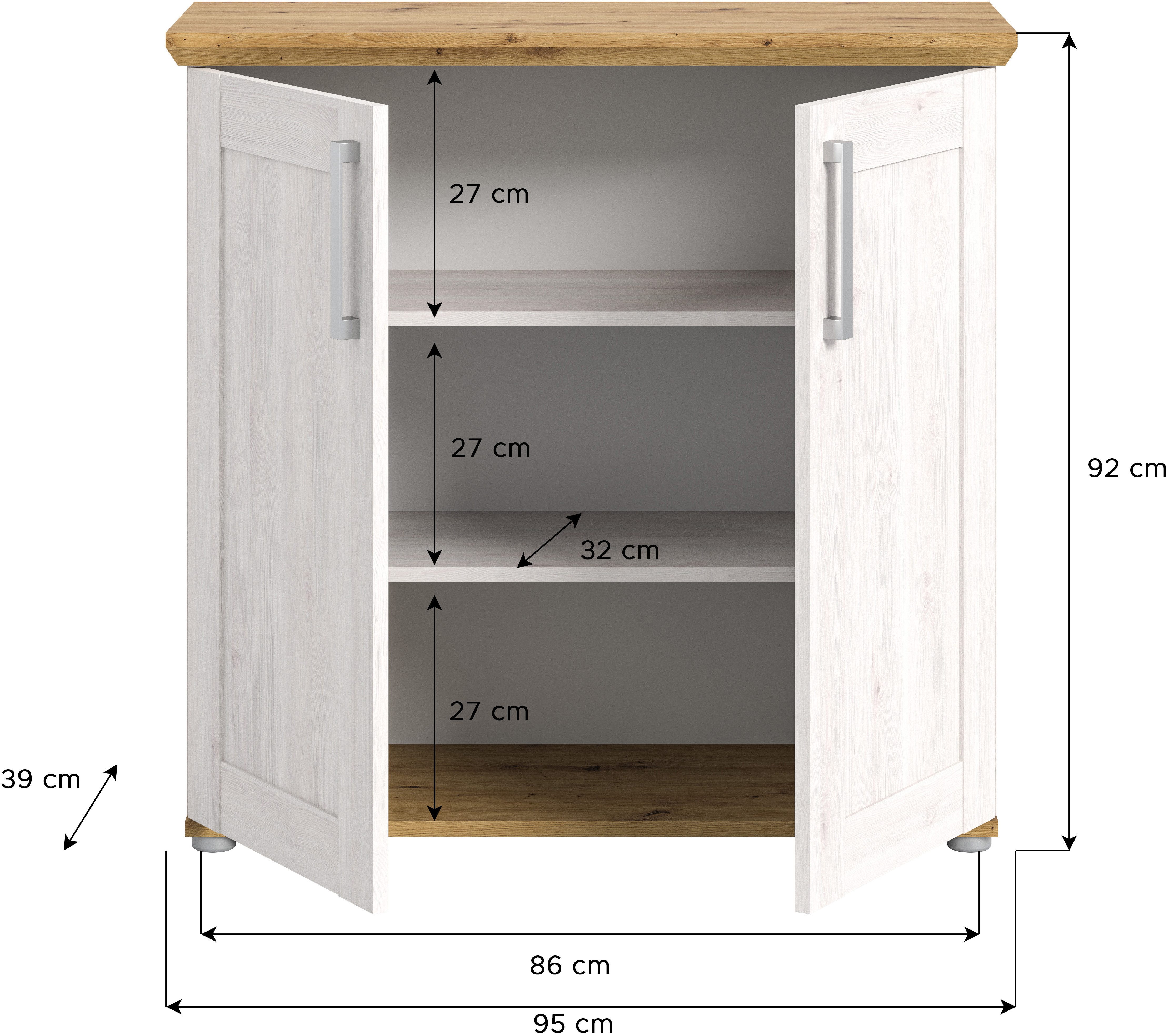 Home affaire Kast Cosenza, Breedte 95 cm, 2 Deuren, 2 Planken, 3 Vakken, 2-kleurig