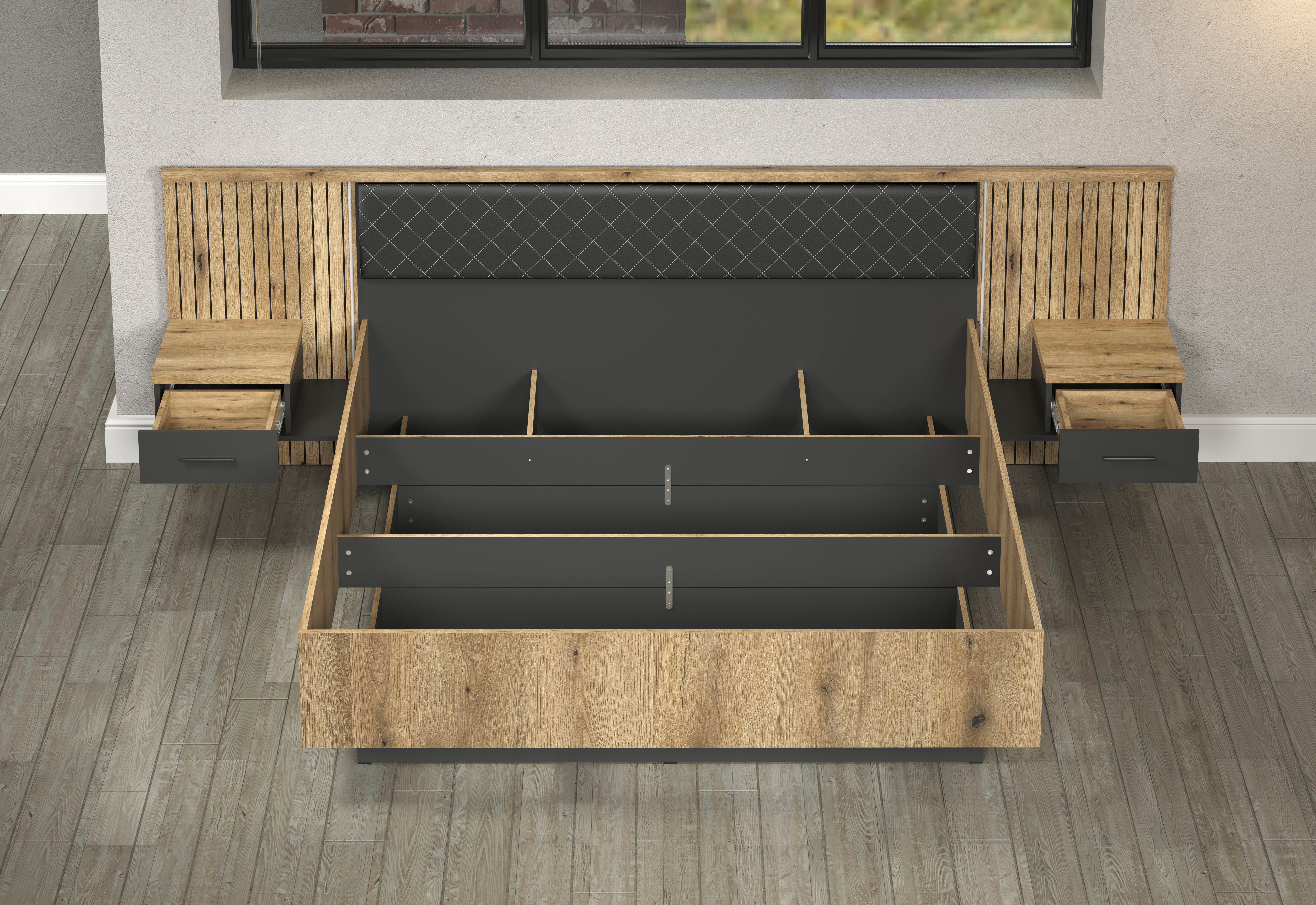INOSIGN Bedframe Estepona Bed 180x200 cm inclusief nachtkastjes - met indirecte verlichting (1-delig)