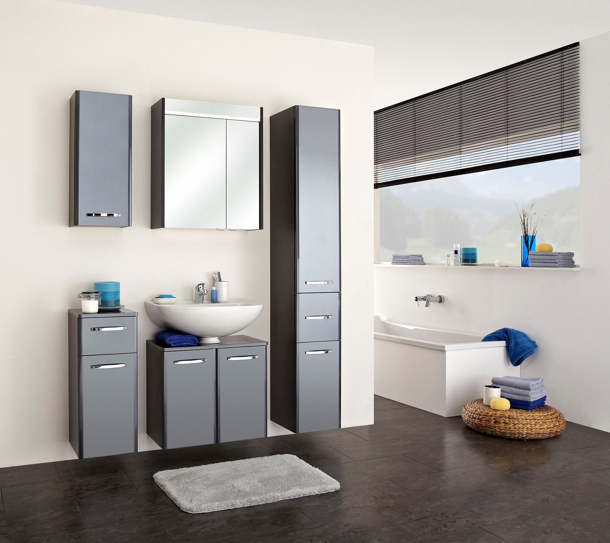 Saphir Wastafelonderkast Quickset 327 Onderkast, 60 cm breed, 2 deuren, zonder wastafel Wastafelonderkast inclusief deurdemper, grepen in glanzend chroom