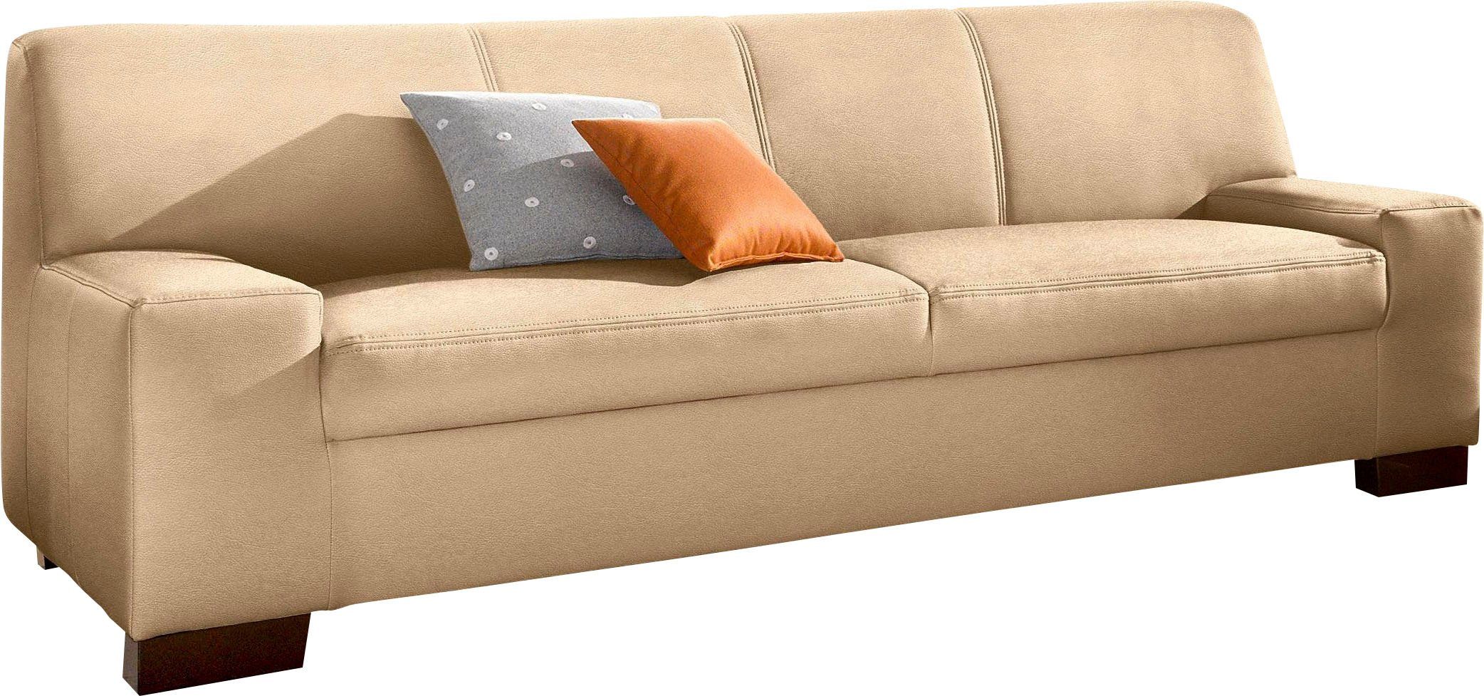 DOMO collection 2-zitsbank Norma, tijdloos, kubisch en elegant, comfortabel, platte armleuningen bruin, 2-zitsbanken, 192 cm