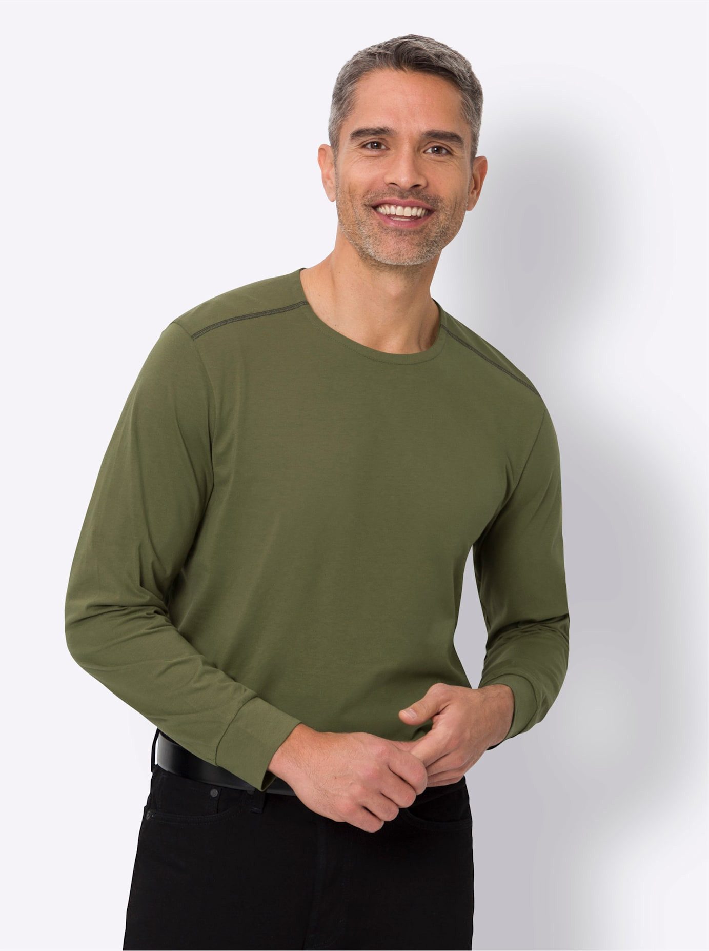 Classic Shirt met ronde hals Shirt met lange mouwen (1-delig)