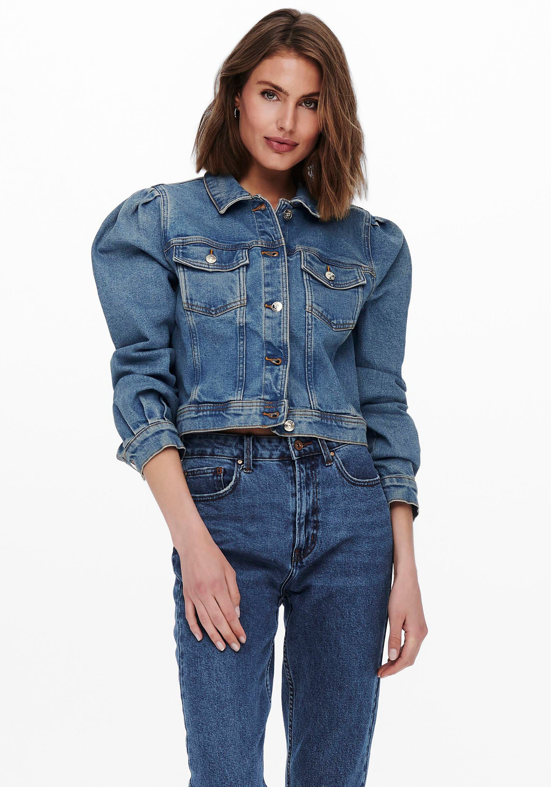 only jeansjack onldelaware met pofmouwen blauw