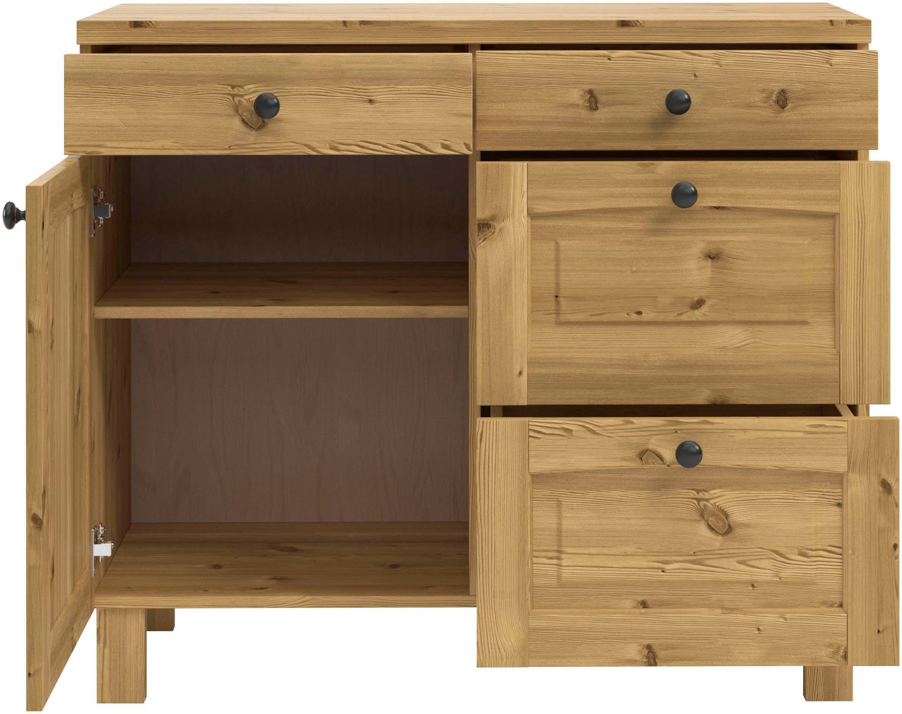 Kochstation Onderkast KS-Osby Massief grenen, breedte 100 cm, 1 deur, 4 laden (1 stuk)