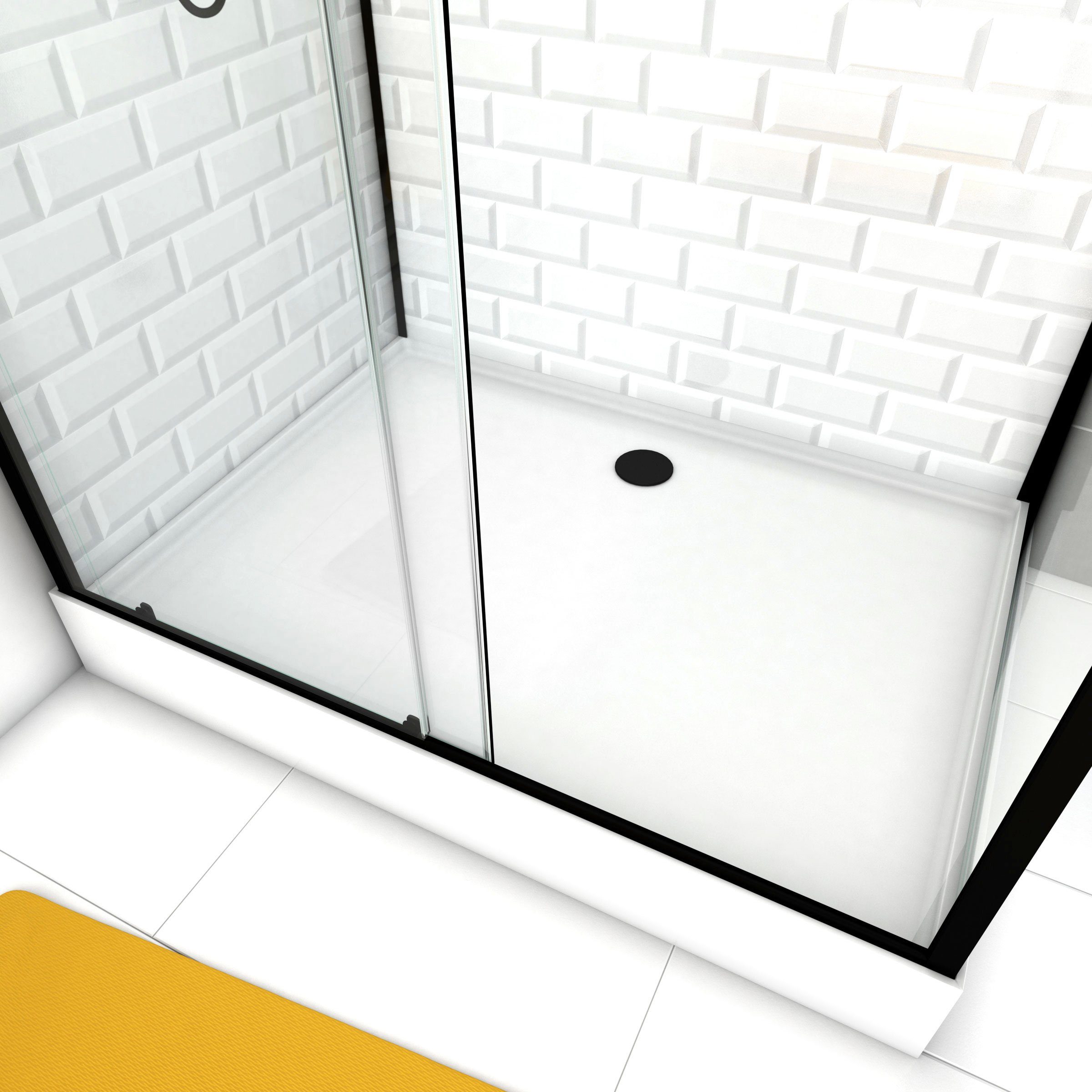 Marwell Complete douche White Stone inclusief kranen, 110 cm x 80 cm