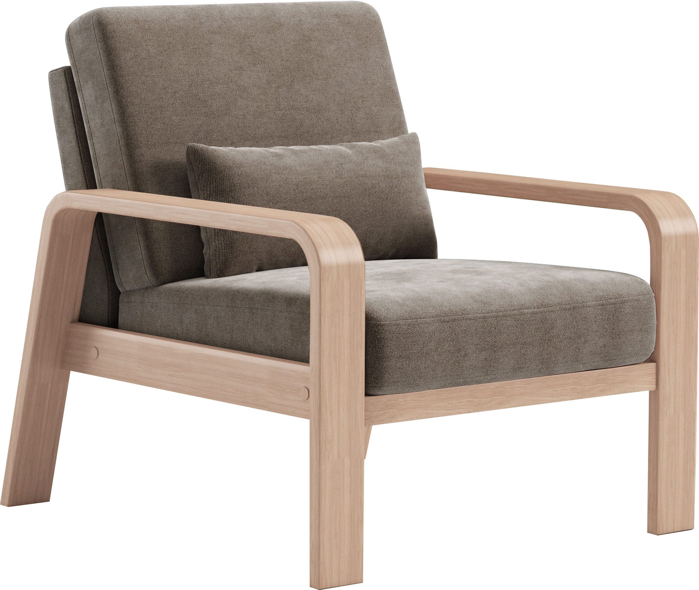 sit&more Fauteuil Kolding Armleuningen van natuurlijk beukenhout, verschillende bekledingen en kleuren